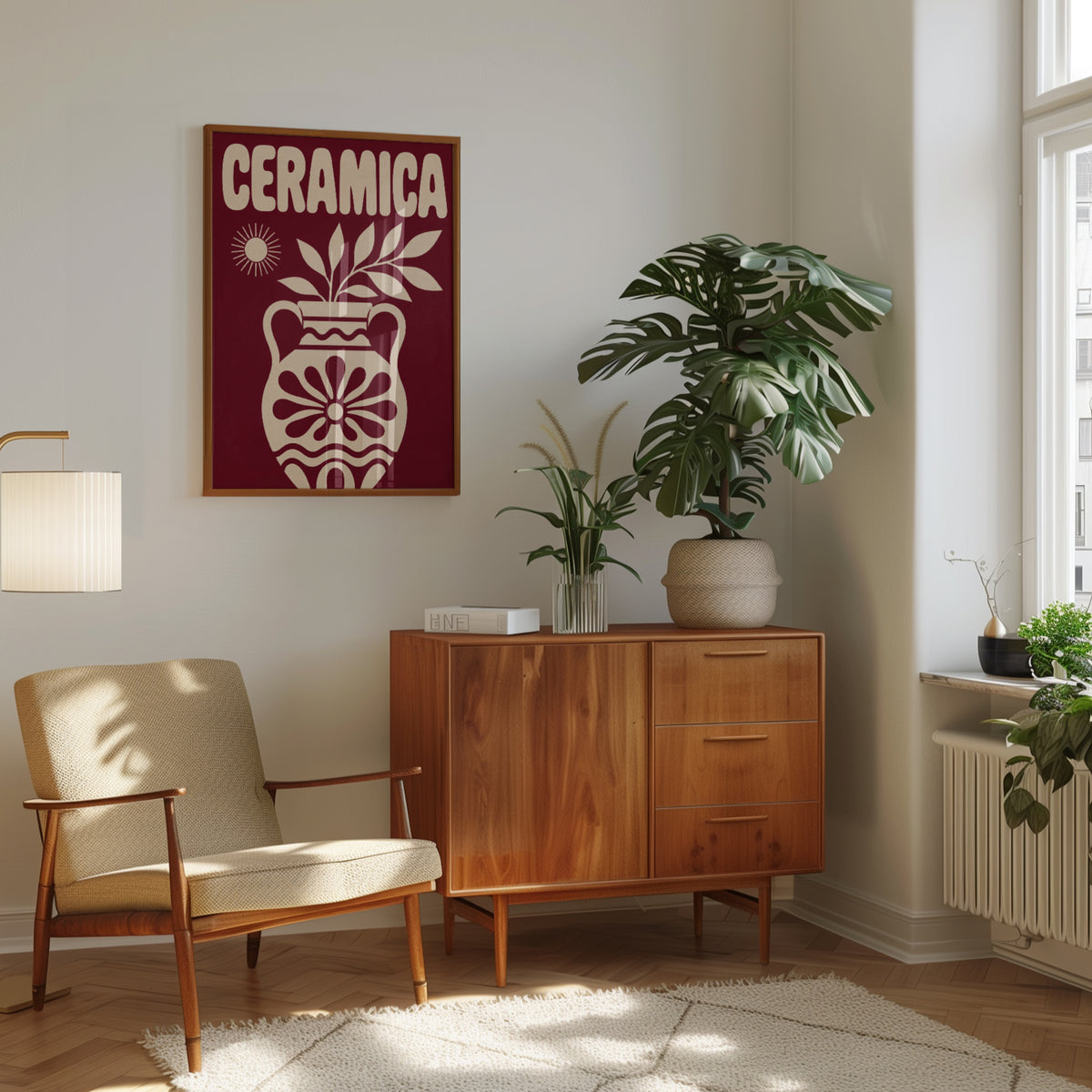 Ceramica Poster Print: Mid-Century Mediterranean Style (Burgundy) - interior