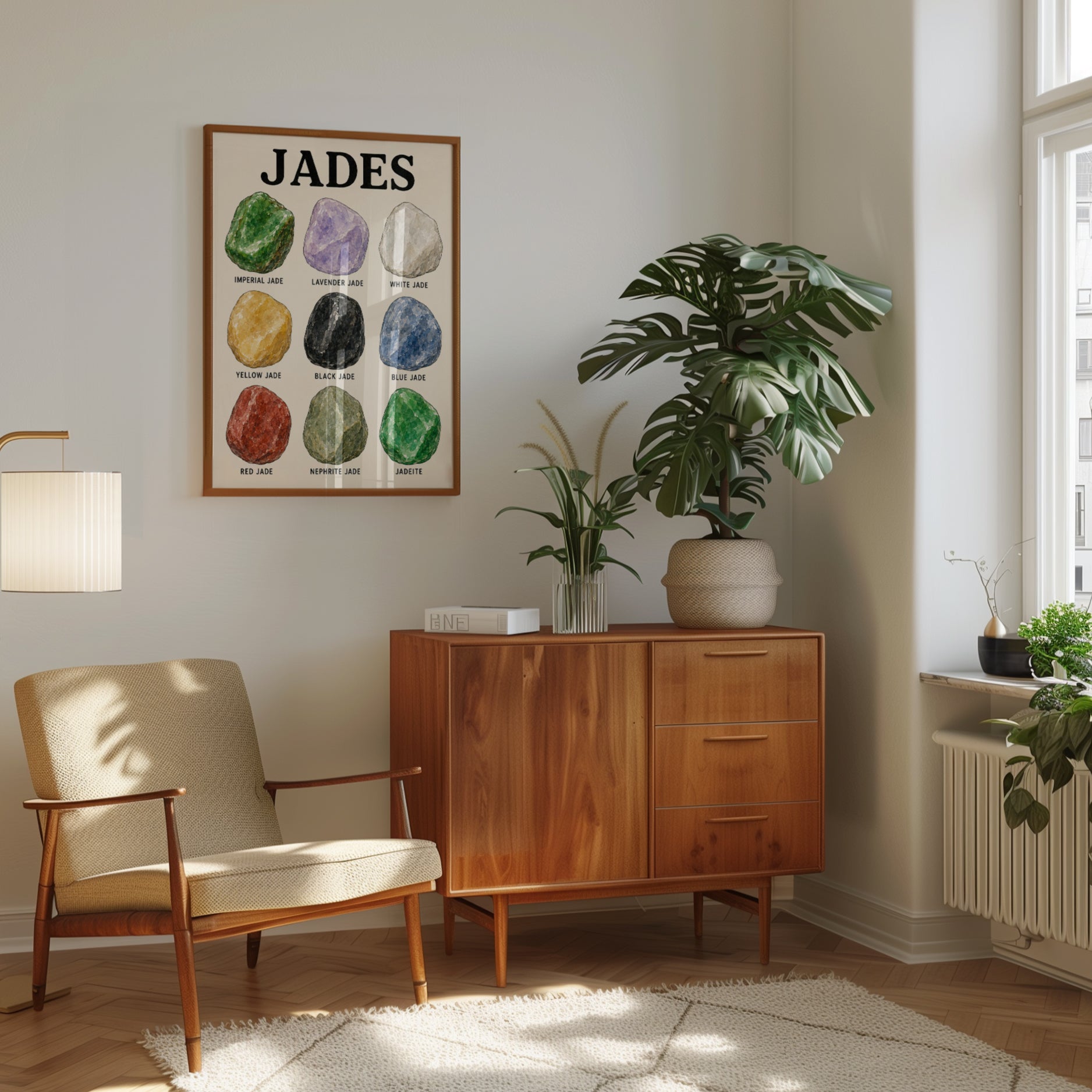 Jade Gemstone Chart Poster: Watercolor Crystal Collection Print - interior