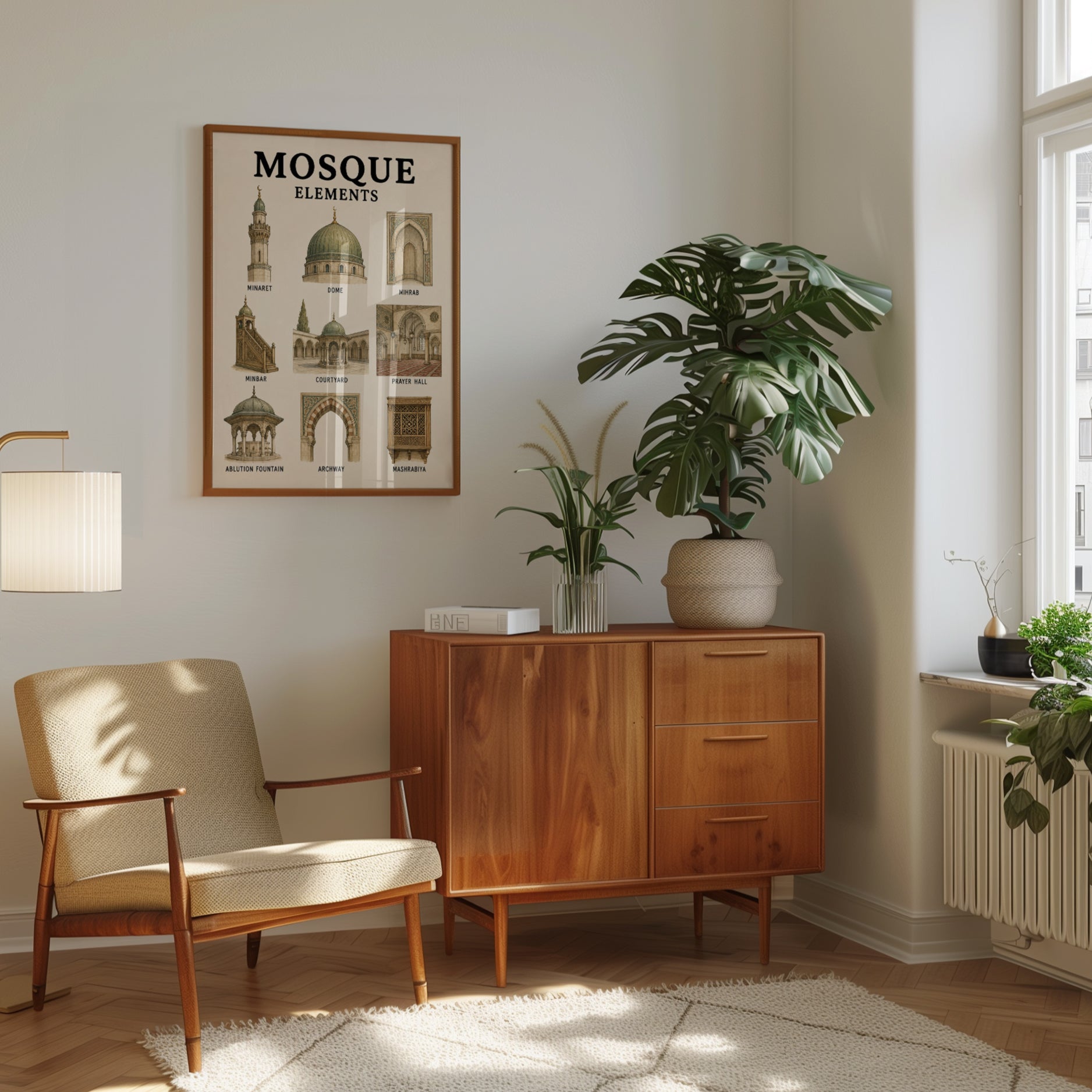 Islamic Architecture Print: Mosque Elements Educational Chart - interior