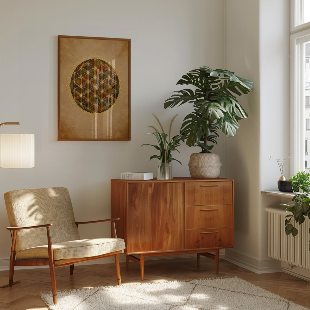Flower of Life Sacred Geometry Art Print: Golden Earth Tones - interior