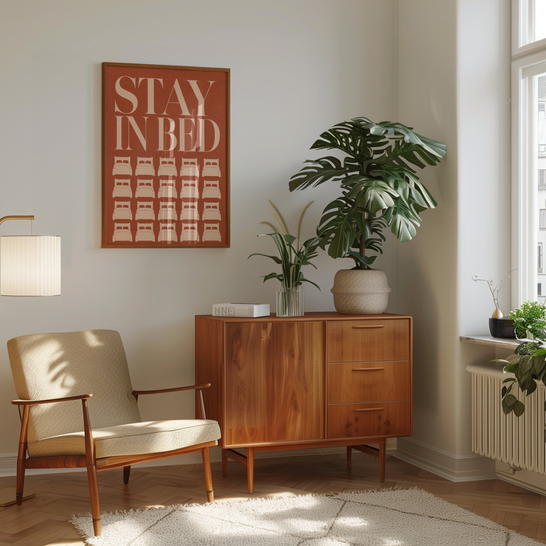 Retro Typography Poster – Stay in Bed - interior