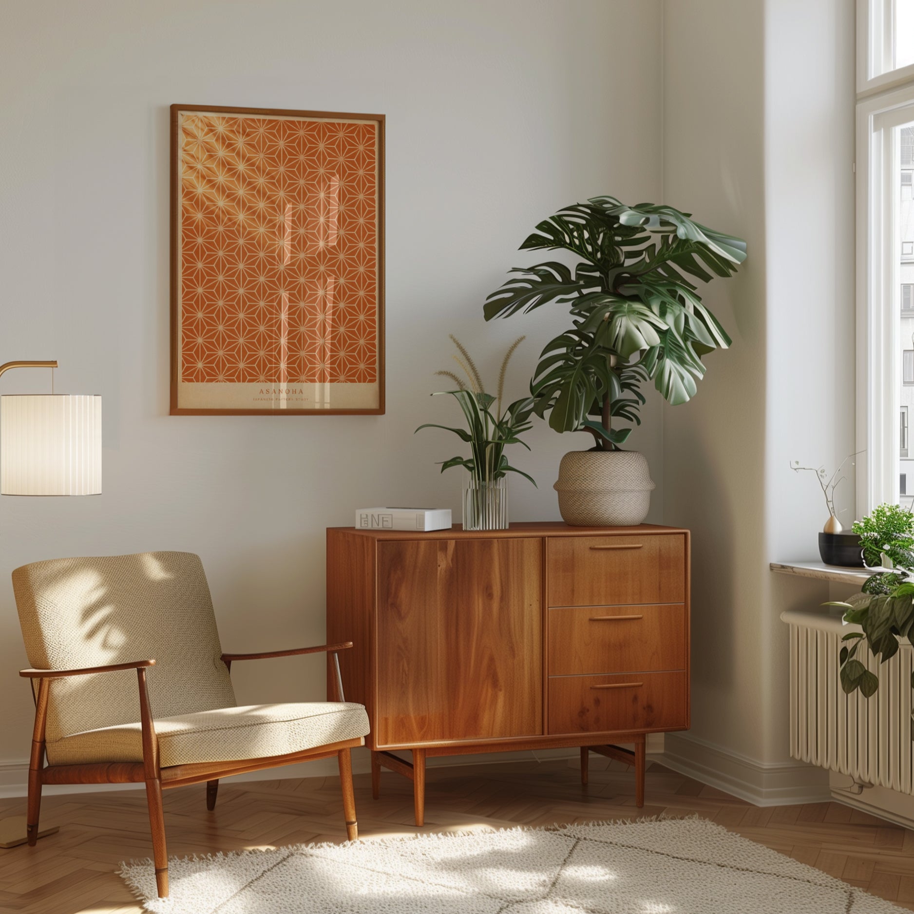Asanoha Wall Art Print: Japanese Hemp Leaf Pattern - interior