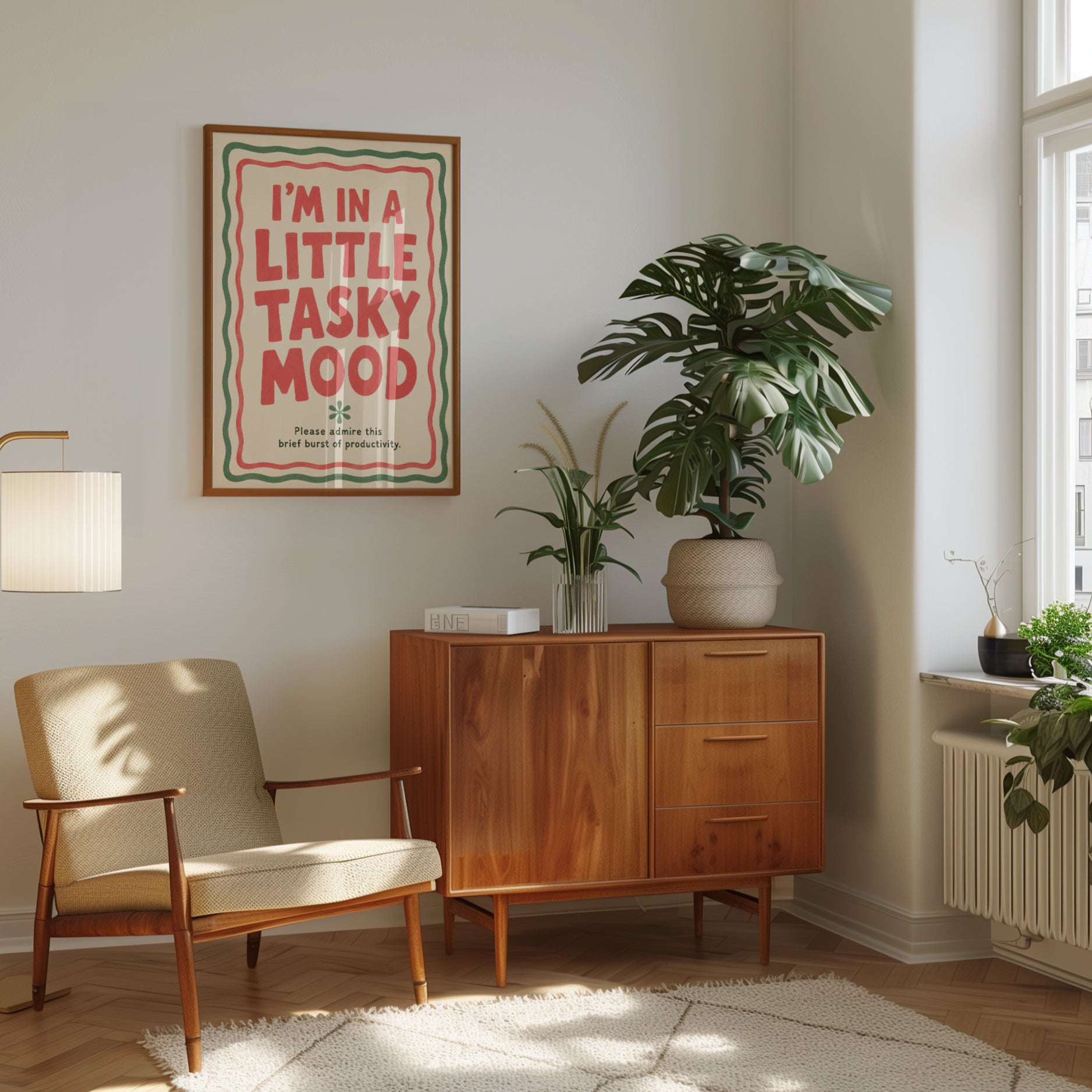 Little Tasky Mood Retro Typography Print: Vintage Humor Wall Art - interior