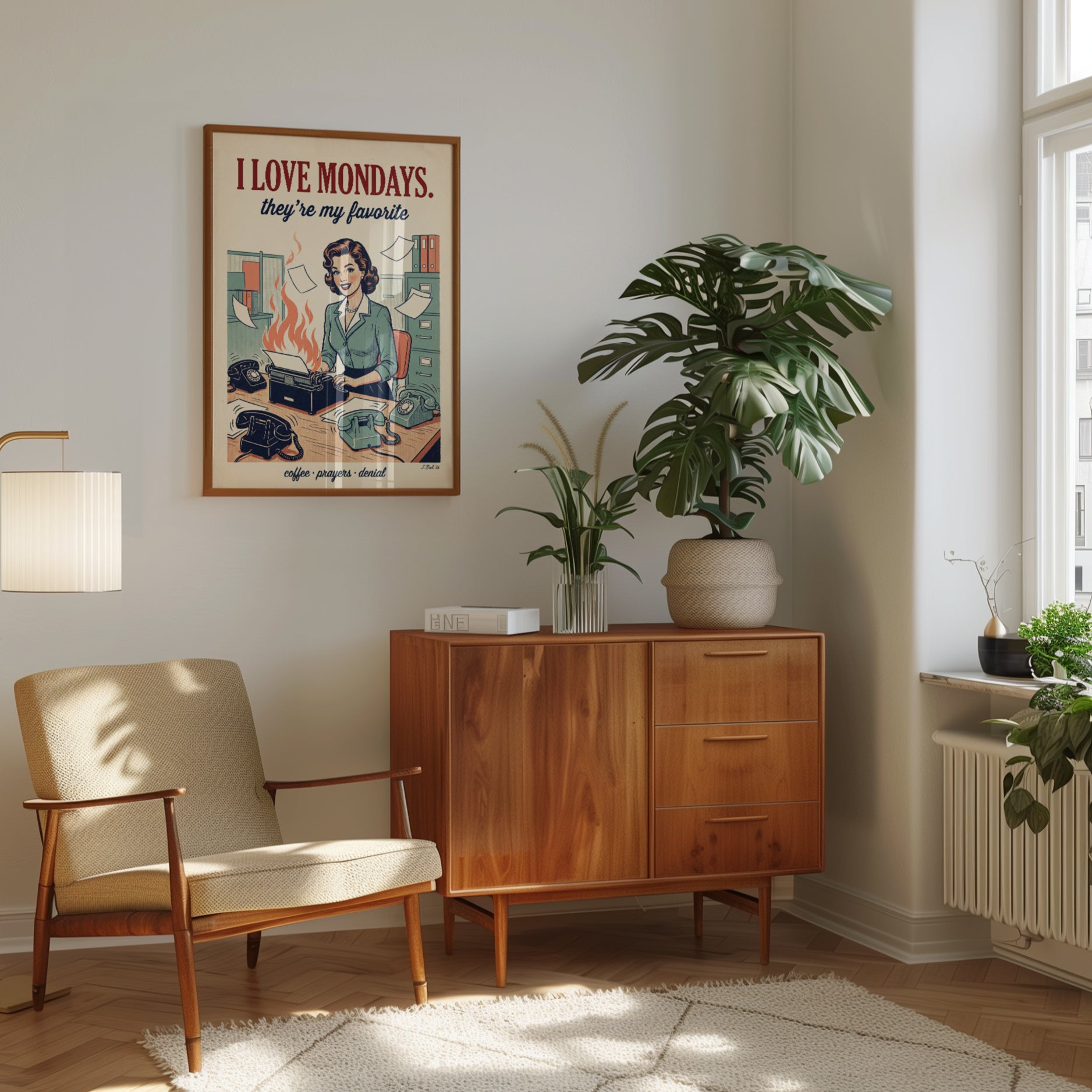 Funny Retro Office Print - interior