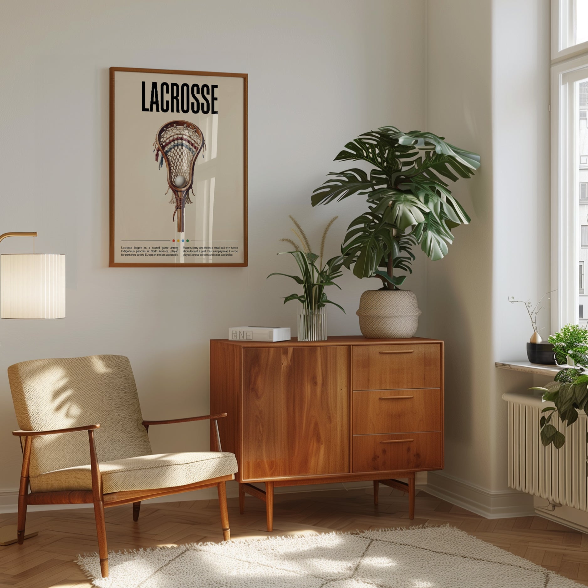 Vintage Lacrosse Player Educational Poster - interior
