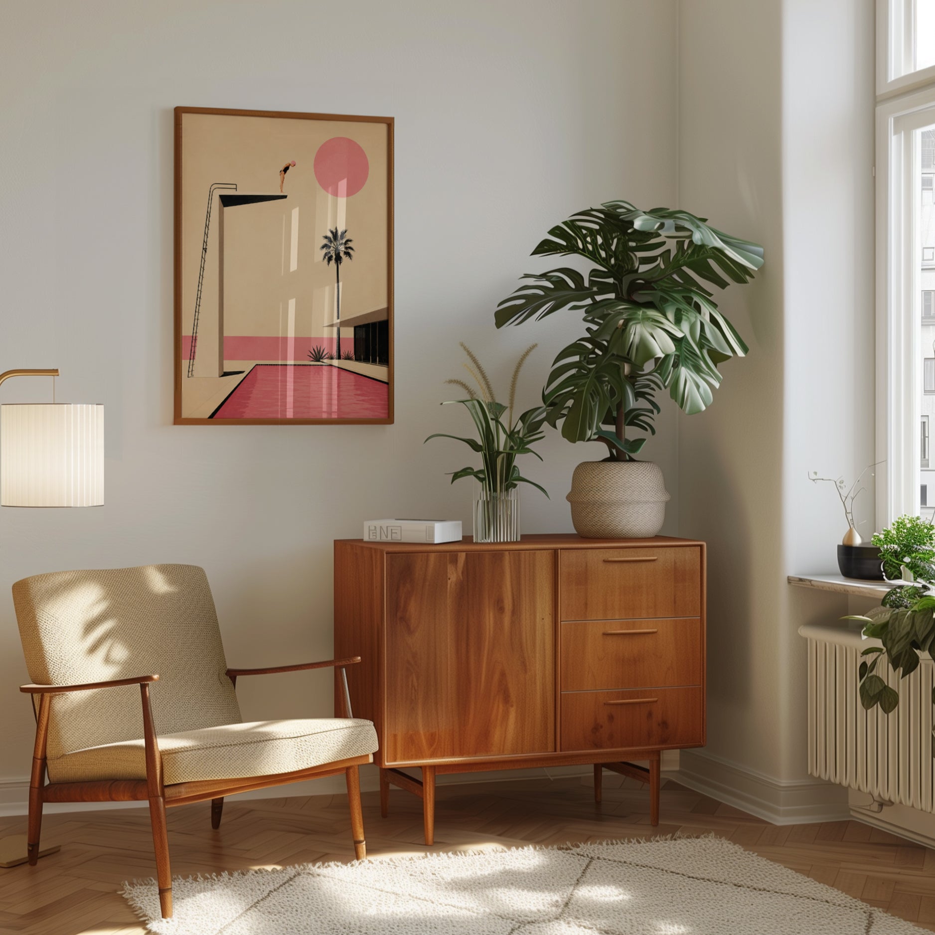 Minimalist Pool Art – Mid Century Modern Print - interior