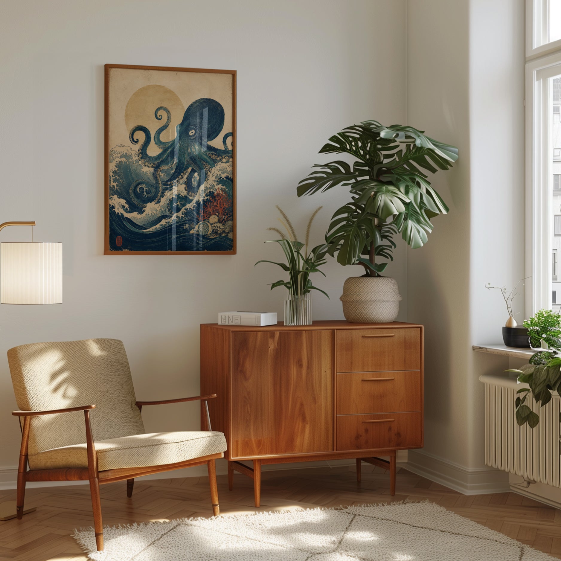 Japanese Octopus Print – Vintage Ocean Wall Art - interior