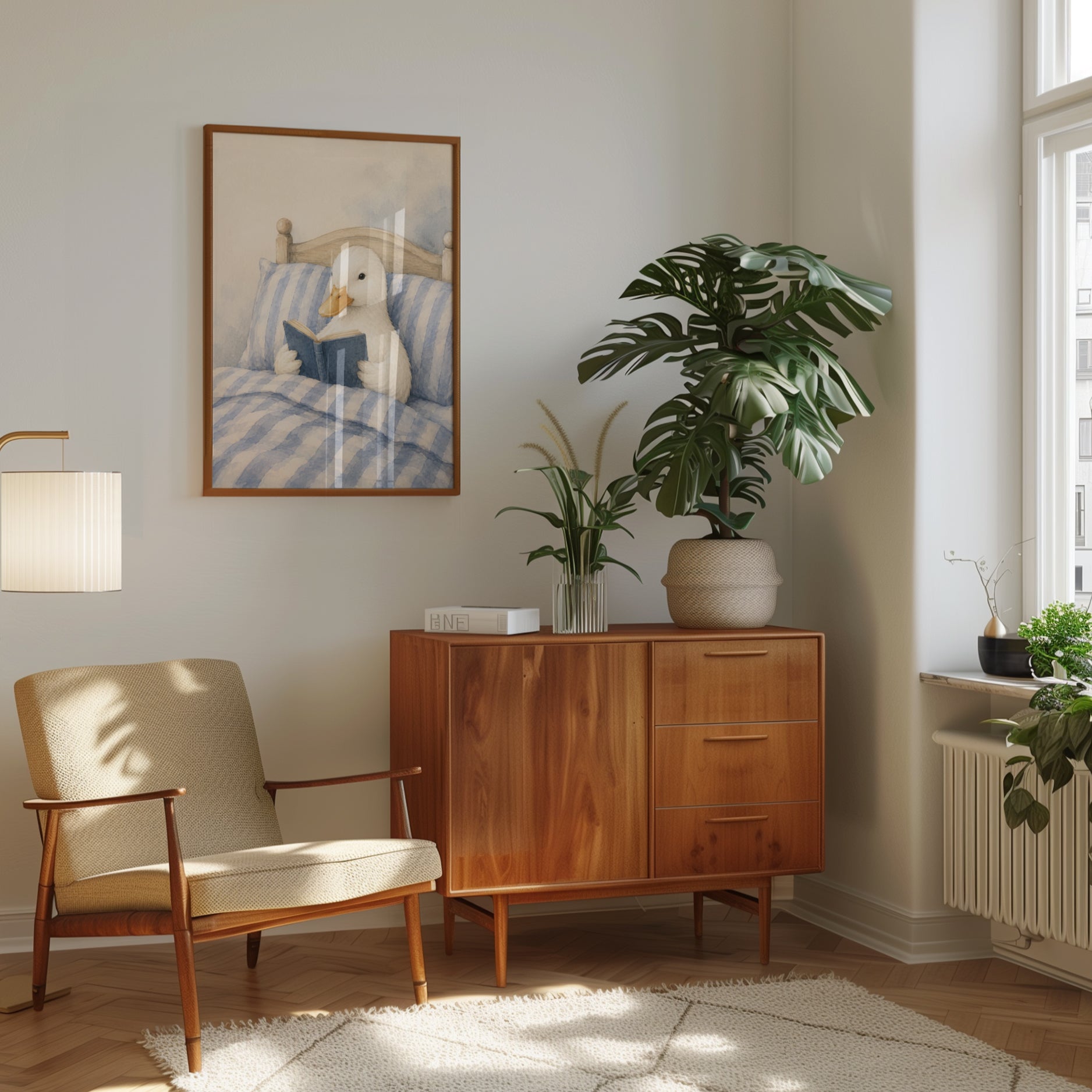 Duck Nursery Wall Art – Reading Duck Print - interior