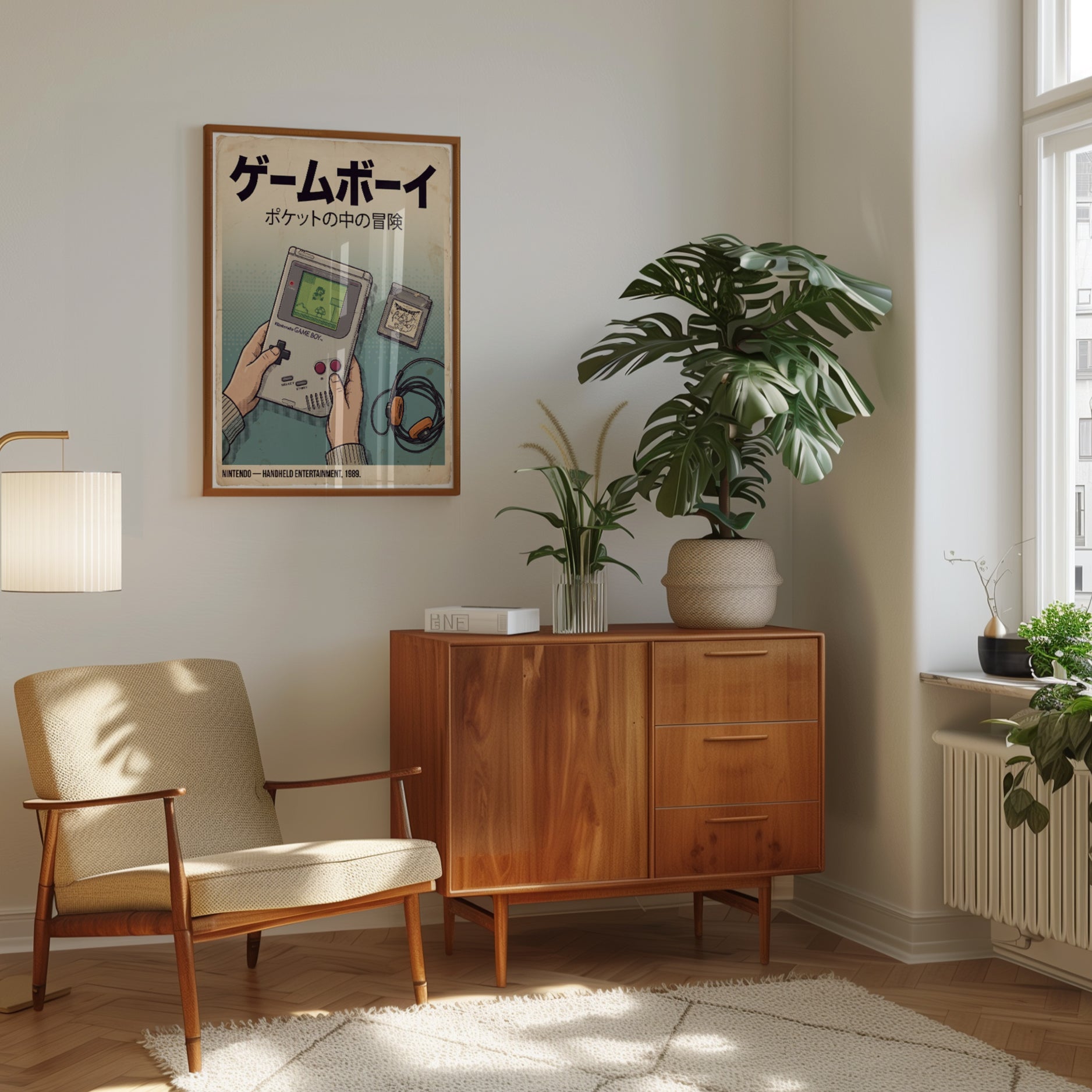 Japanese Retro Game Boy Poster: Vintage Art Print - interior
