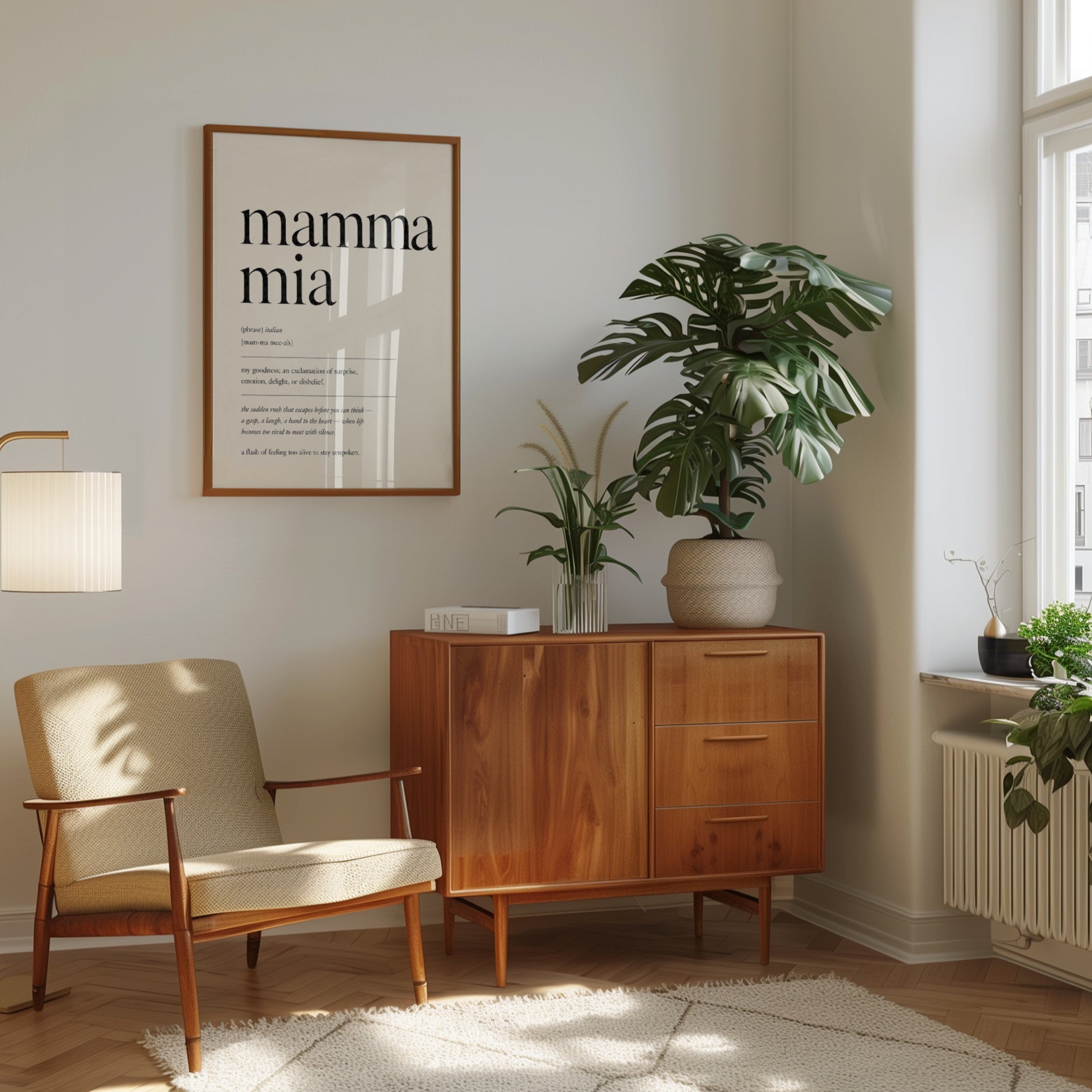 Italian Phrase Print: Mamma Mia Typography - interior