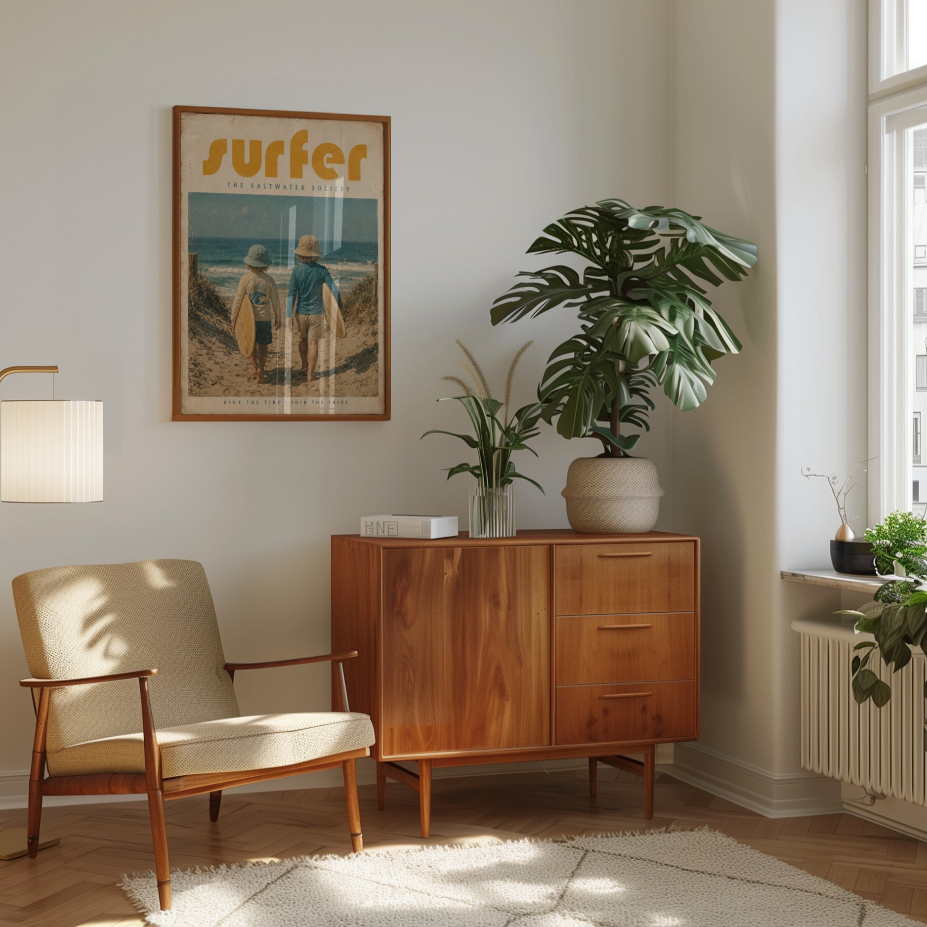 Vintage Surfer Poster Print — Retro Beach Photography - interior
