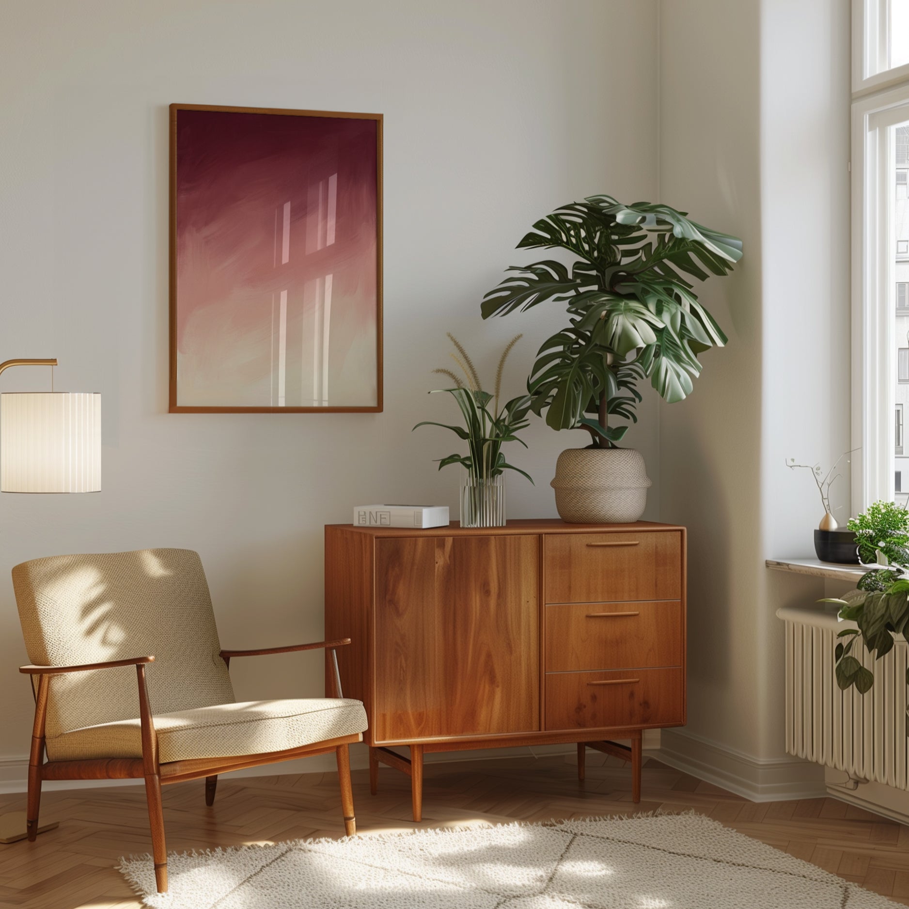 Abstract Ombre Gradient Print — Burgundy to Cream Fade - interior