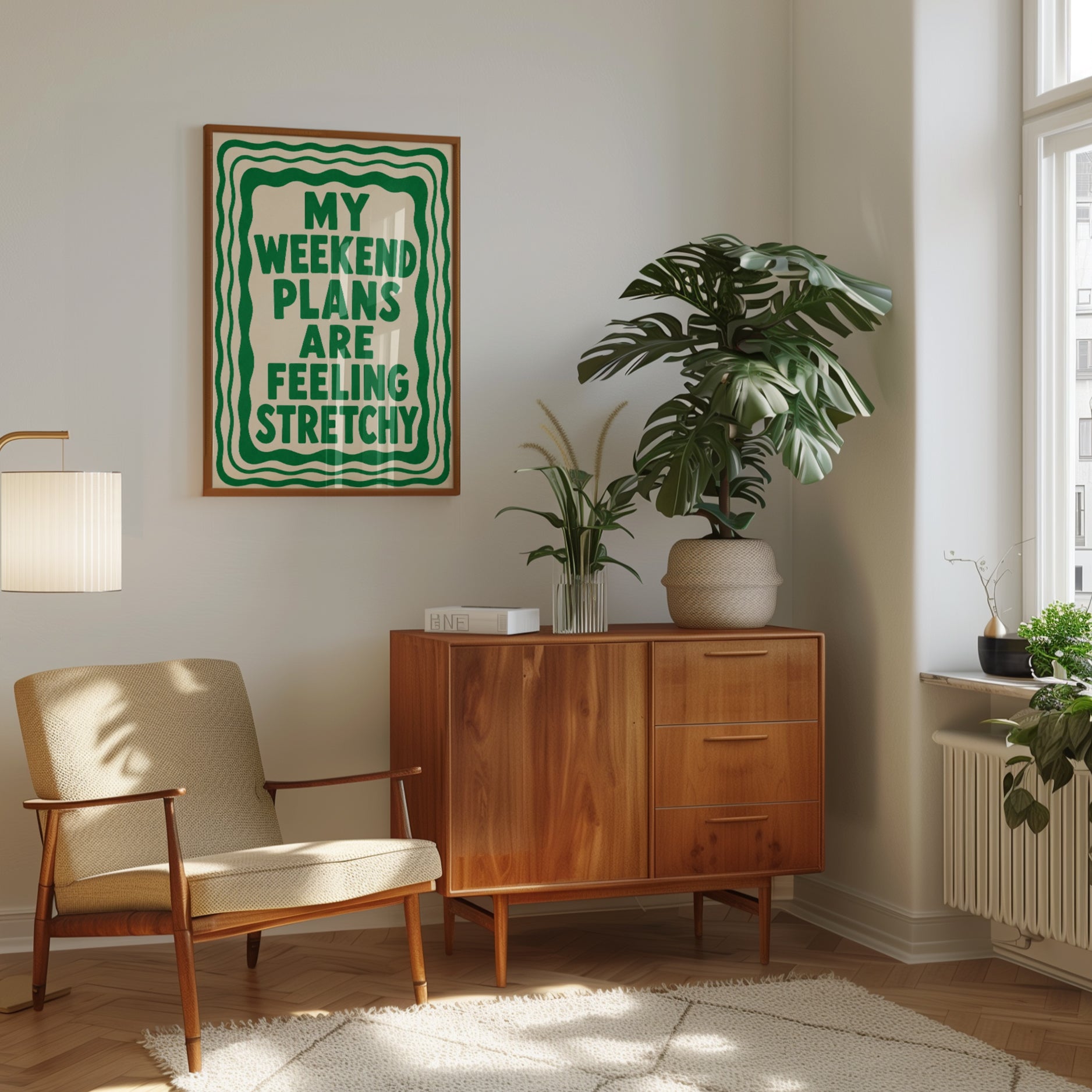 Funny Typography Print: Green 'Weekend Plans Are Feeling - interior