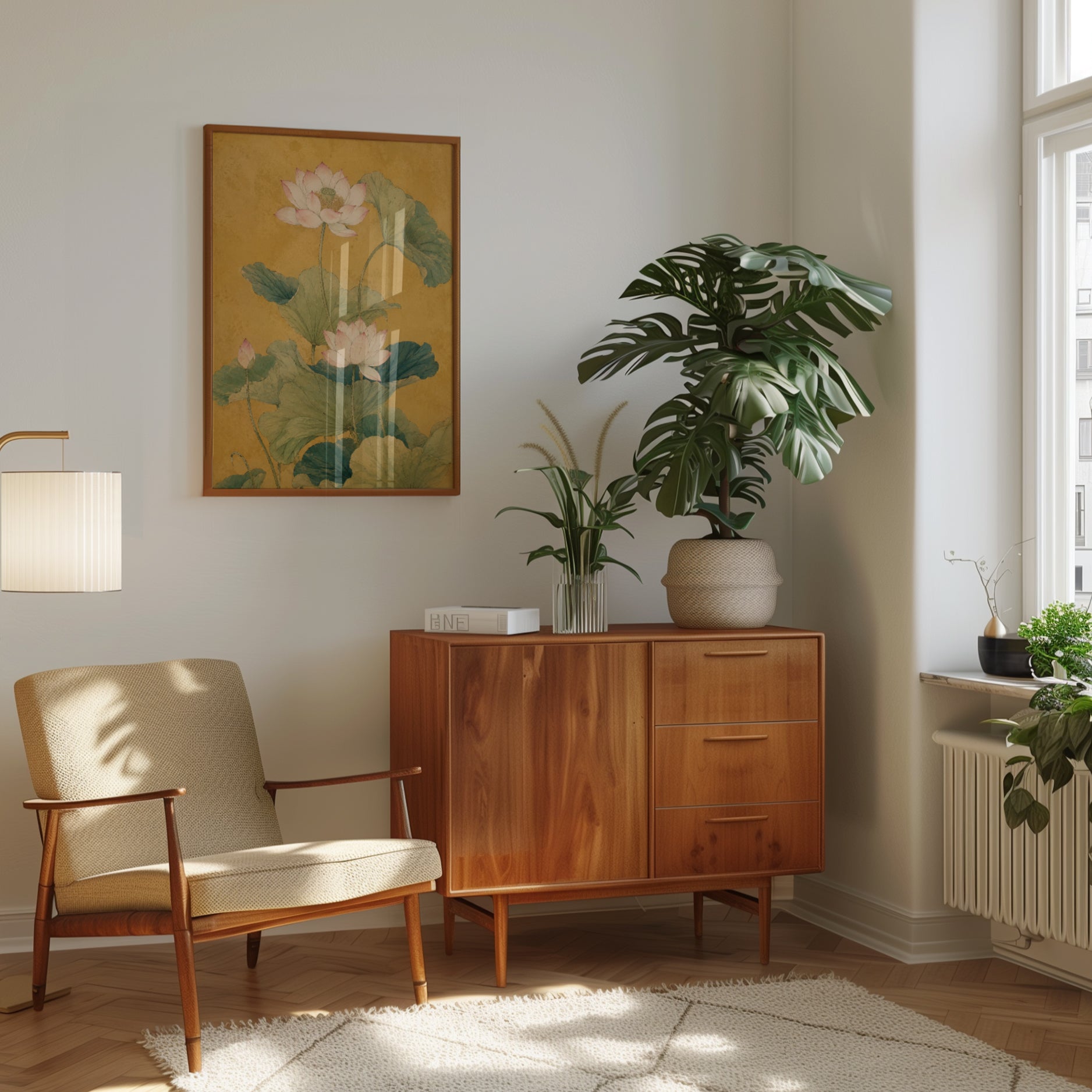 Lotus Flower Botanical Print — Vintage Asian Inspired Art - interior