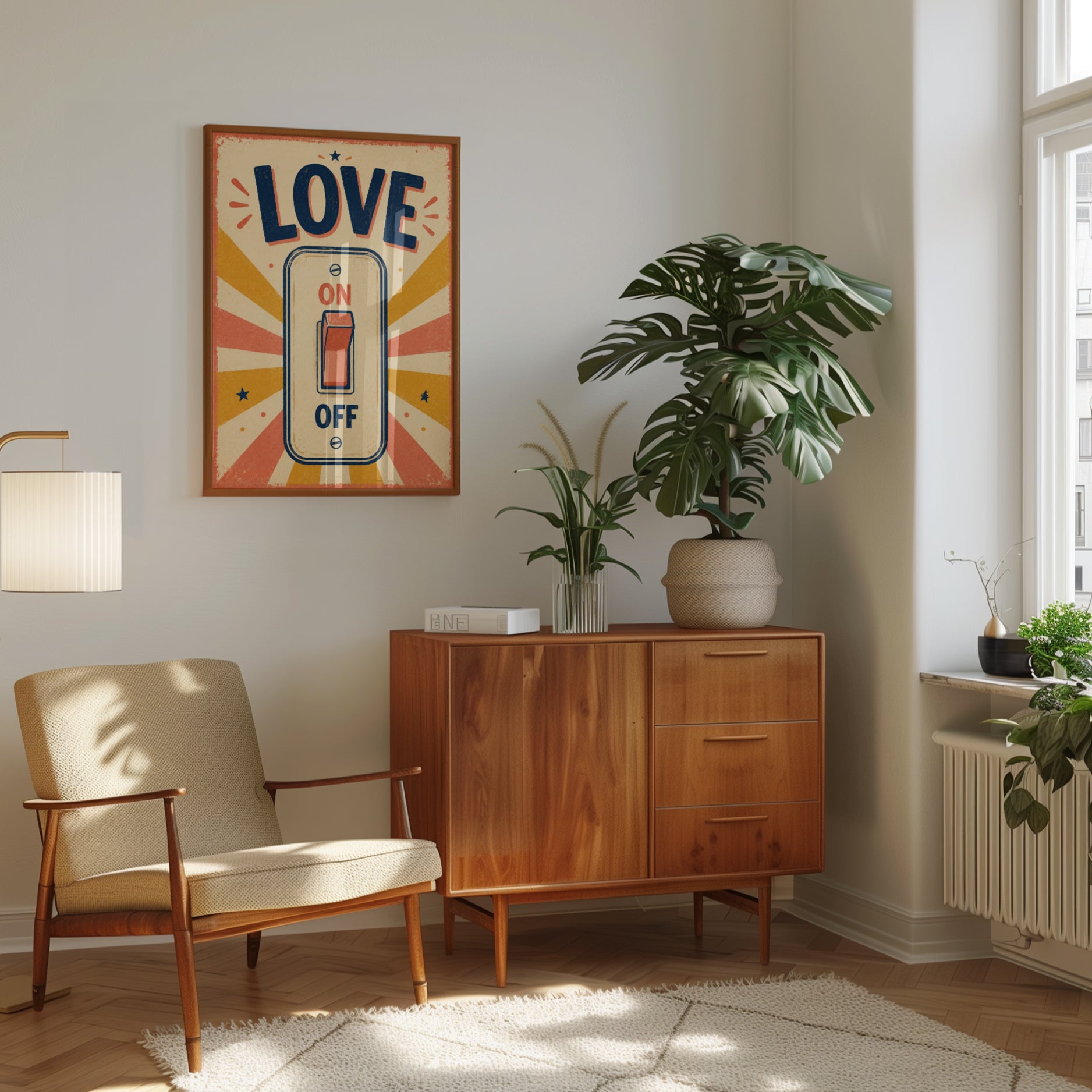 Retro Typography Wall Art – Love Switch Print - interior