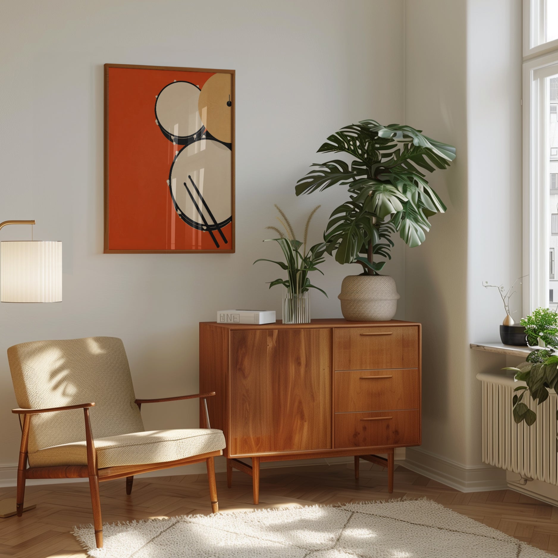 Drum Wall Art – Mid Century Music Print - interior