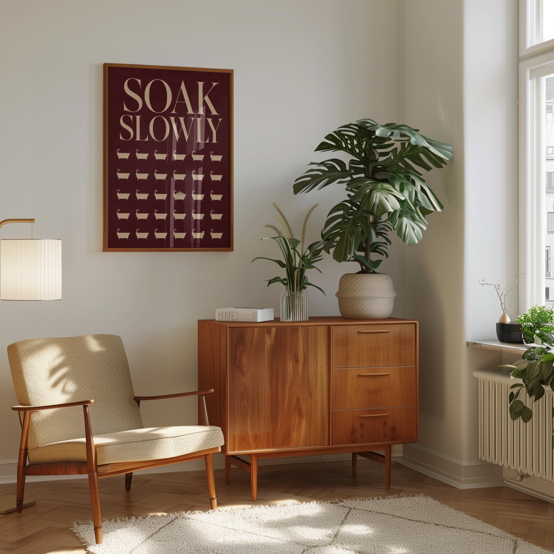 Soak Slowly Bathroom Print - interior
