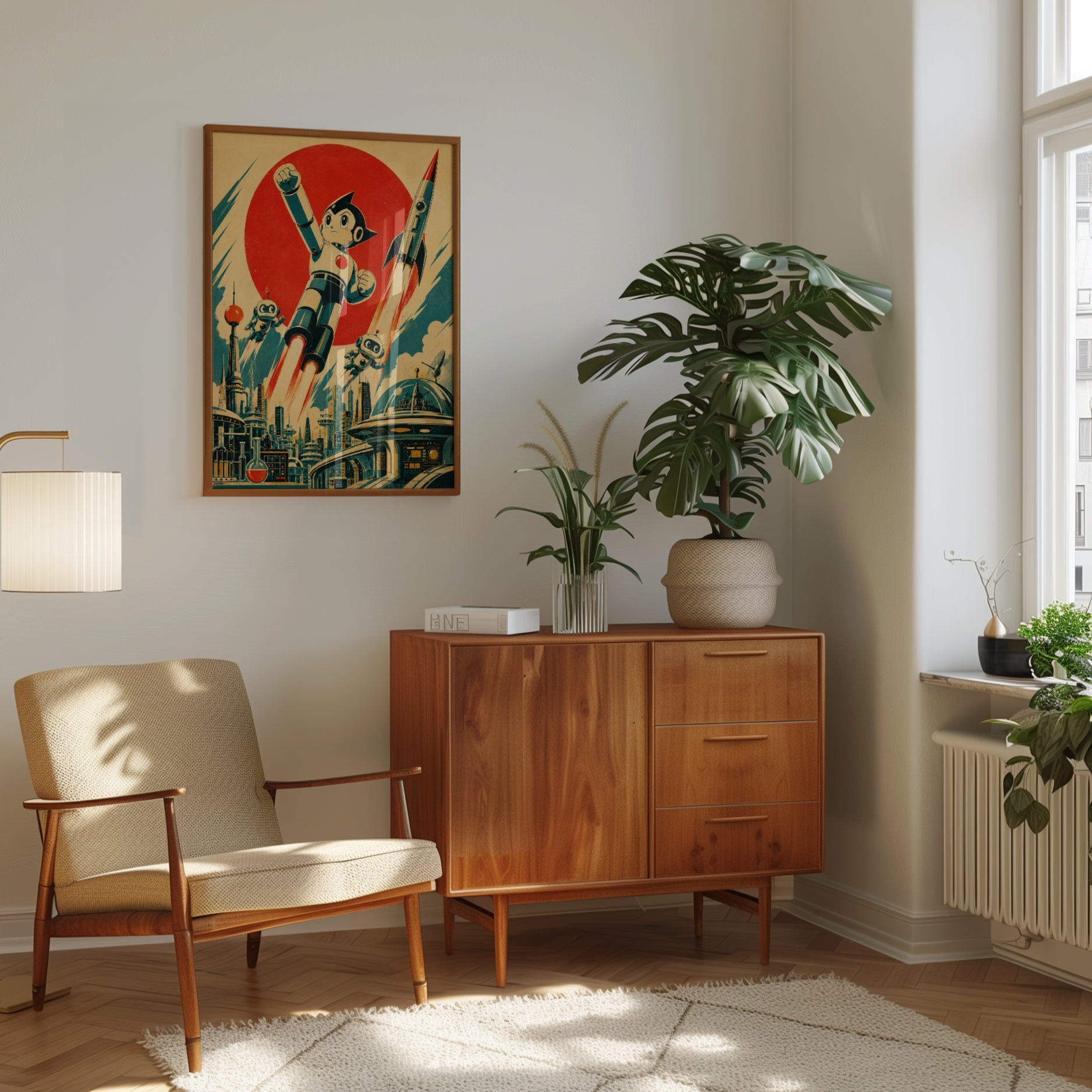 Retro Robot Poster – Vintage Sci-Fi Wall Art - interior
