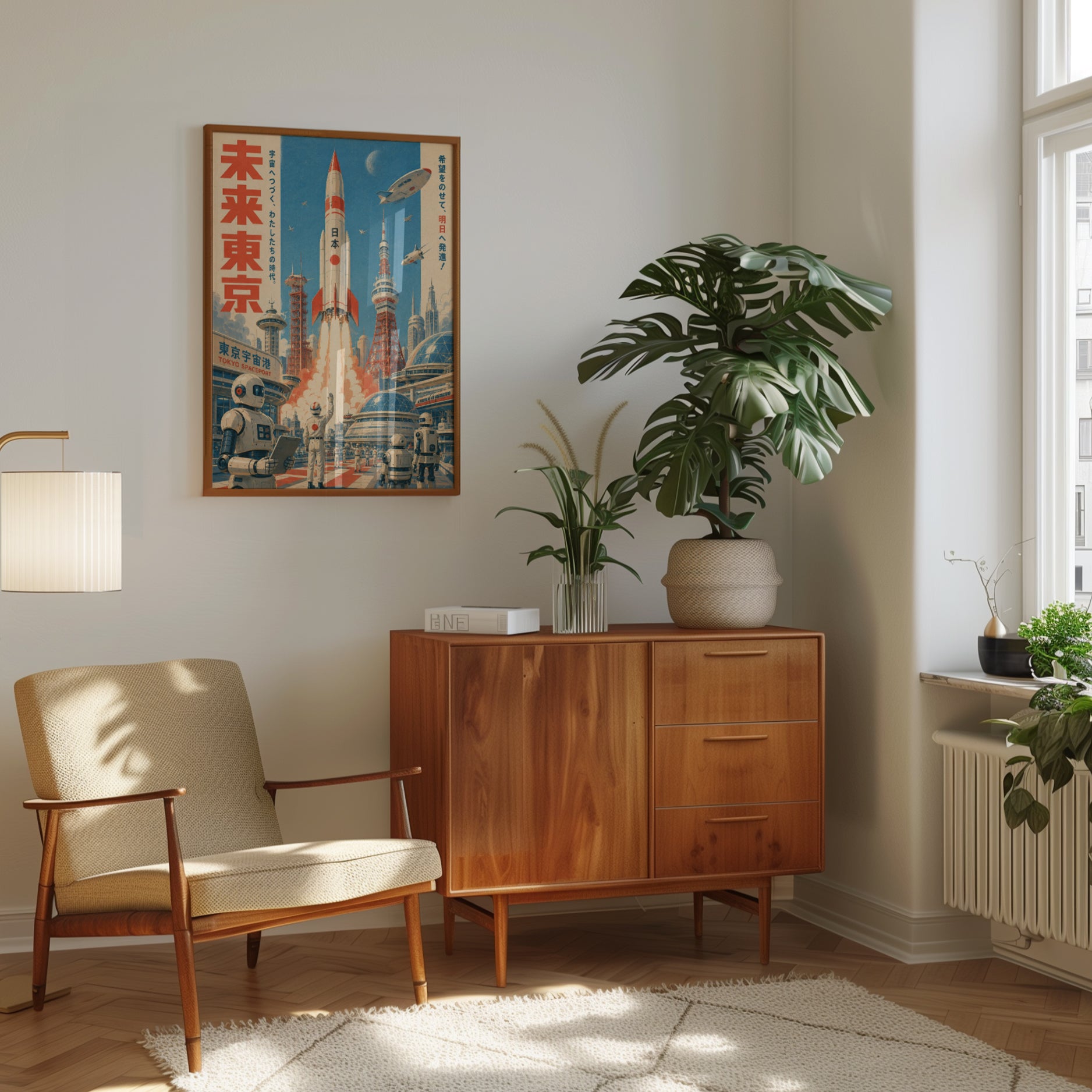 Retro Space Poster – Tokyo Spaceport Wall Art - interior