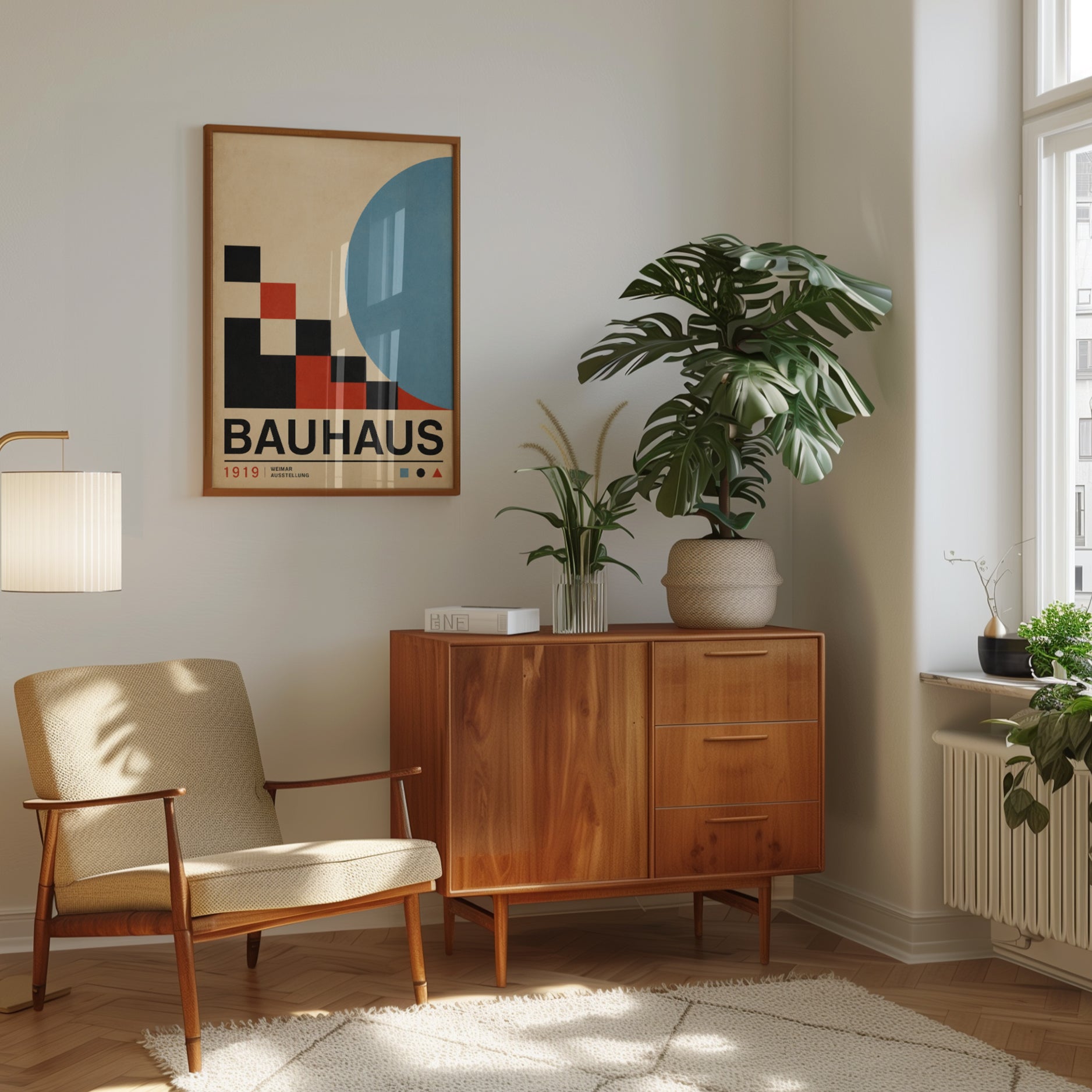 Bauhaus Exhibition Poster: Geometric Modernist Art Print - interior