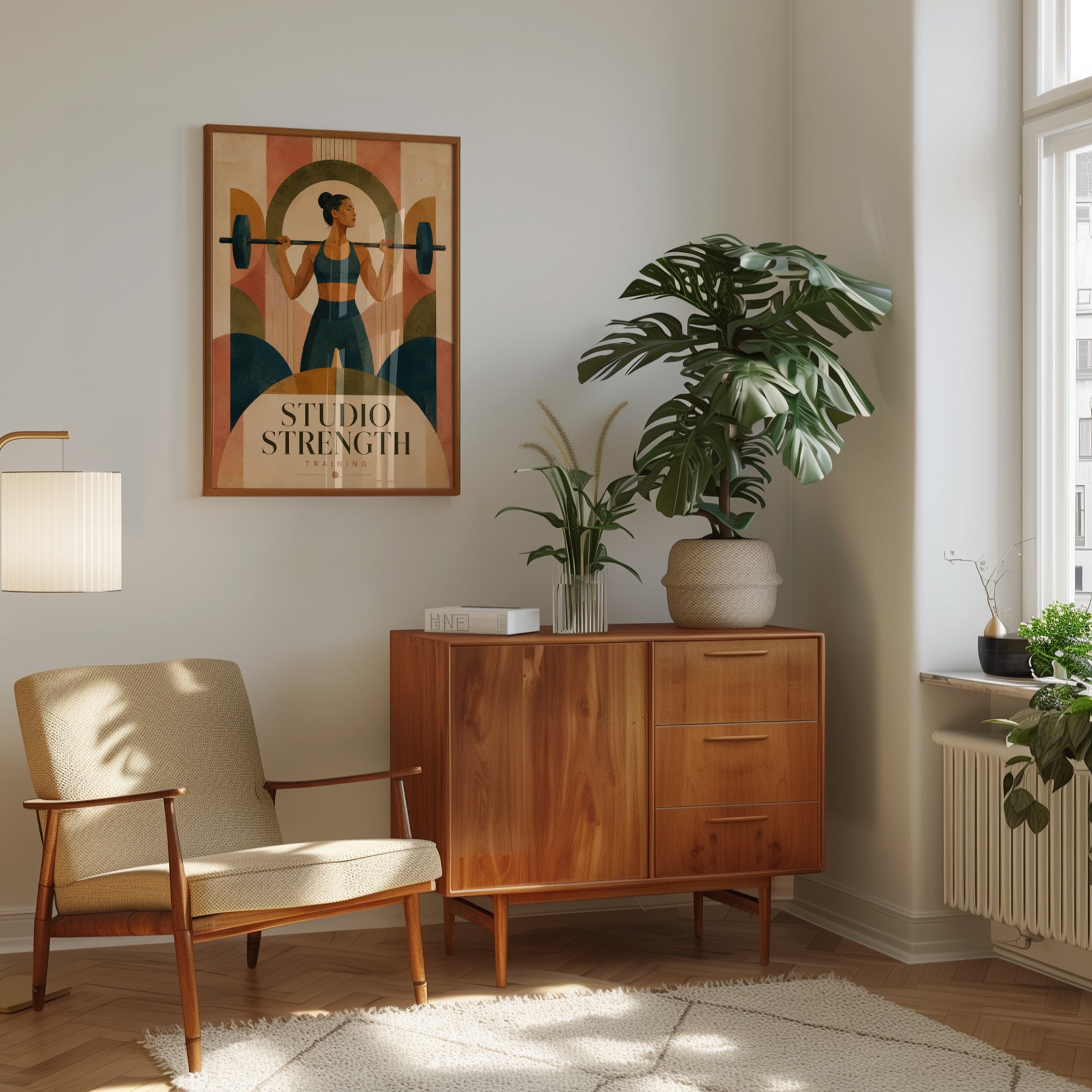 Strength Training Poster: Art Deco Fitness Wall Art - interior