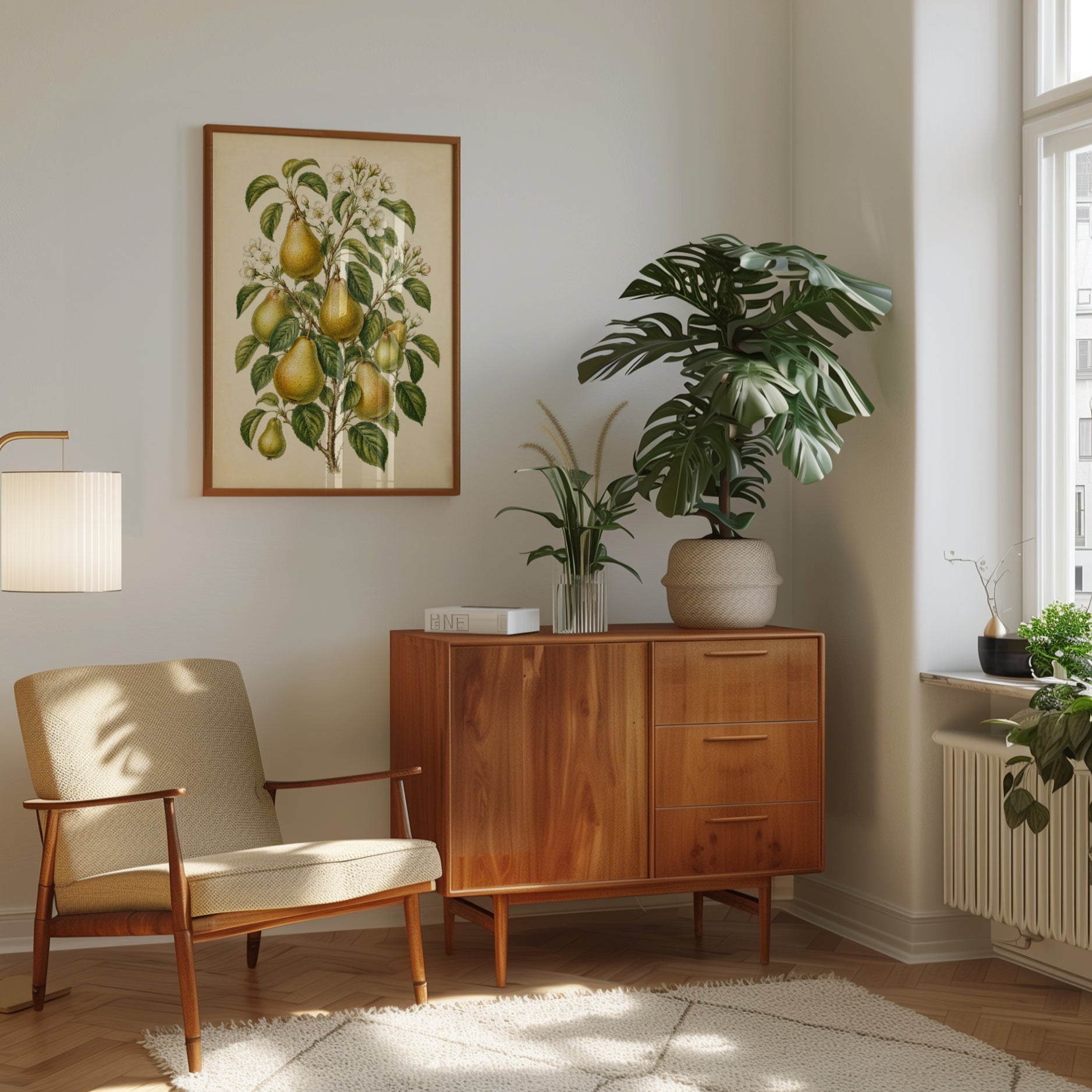 Vintage Pear Botanical Print: Classic Fruit Illustration Wall Art - interior