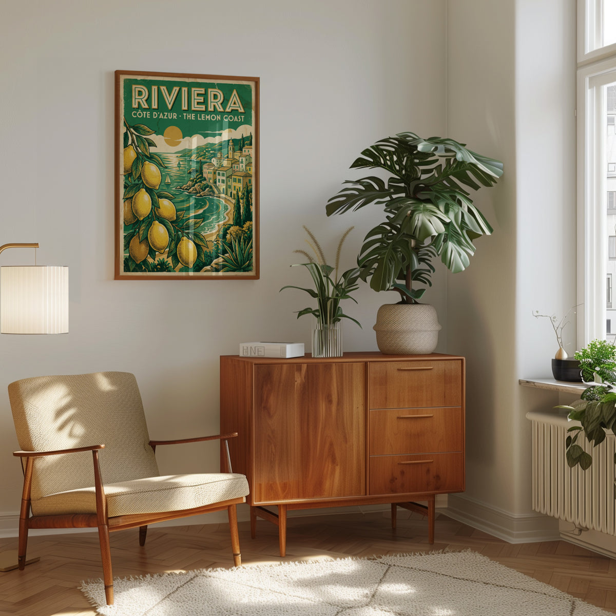 Vintage Riviera Travel Poster — Retro Côte d'Azur Lemon Coast - interior