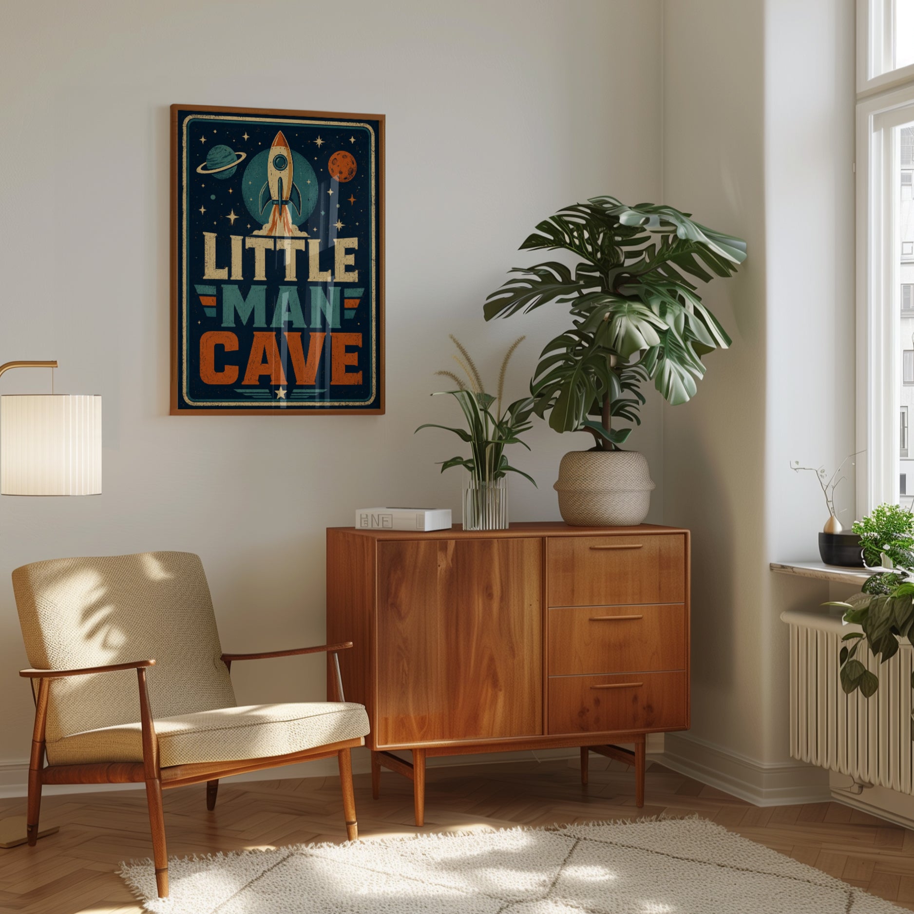 Space Nursery Wall Art – Rocket Ship Print - interior