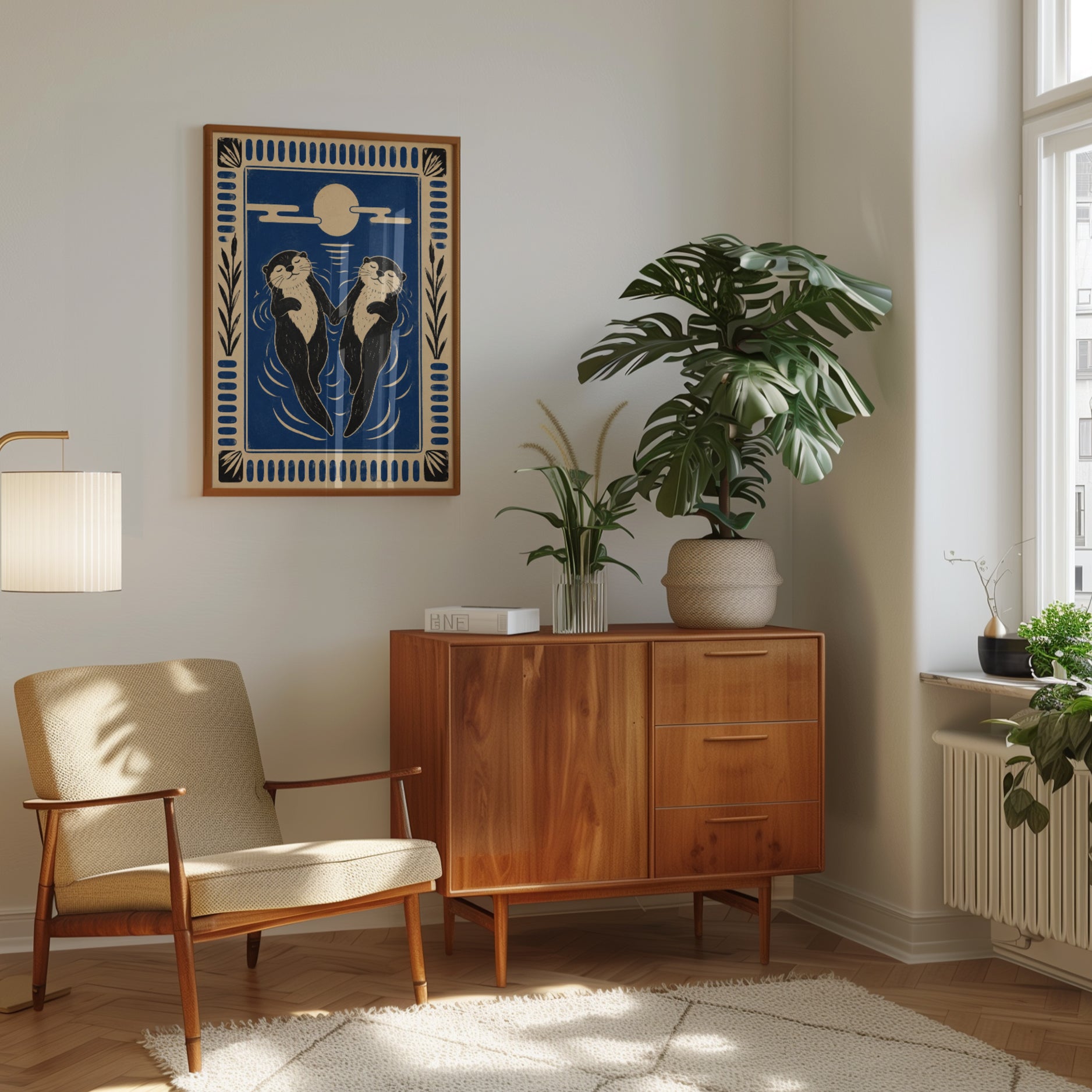 Otter Wall Art – Folk Art Animal Print - interior