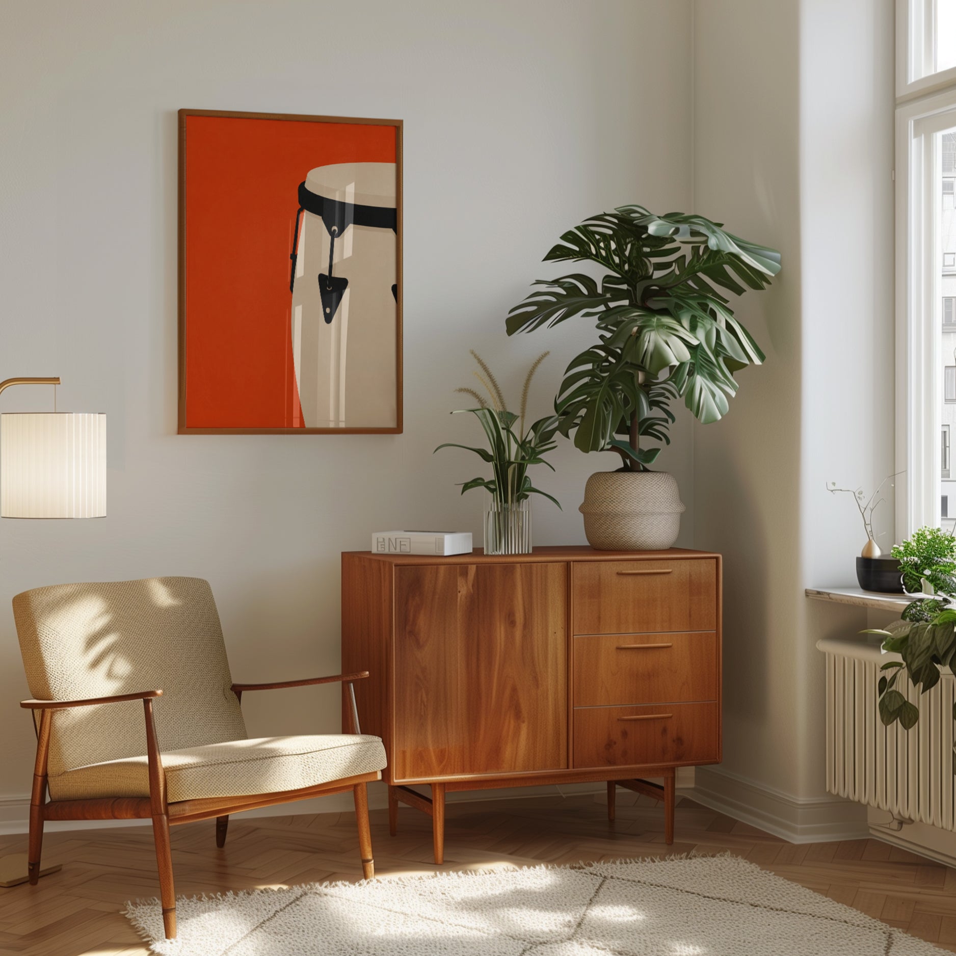 Conga Drum Art Print: Minimalist Orange Music Illustration - interior