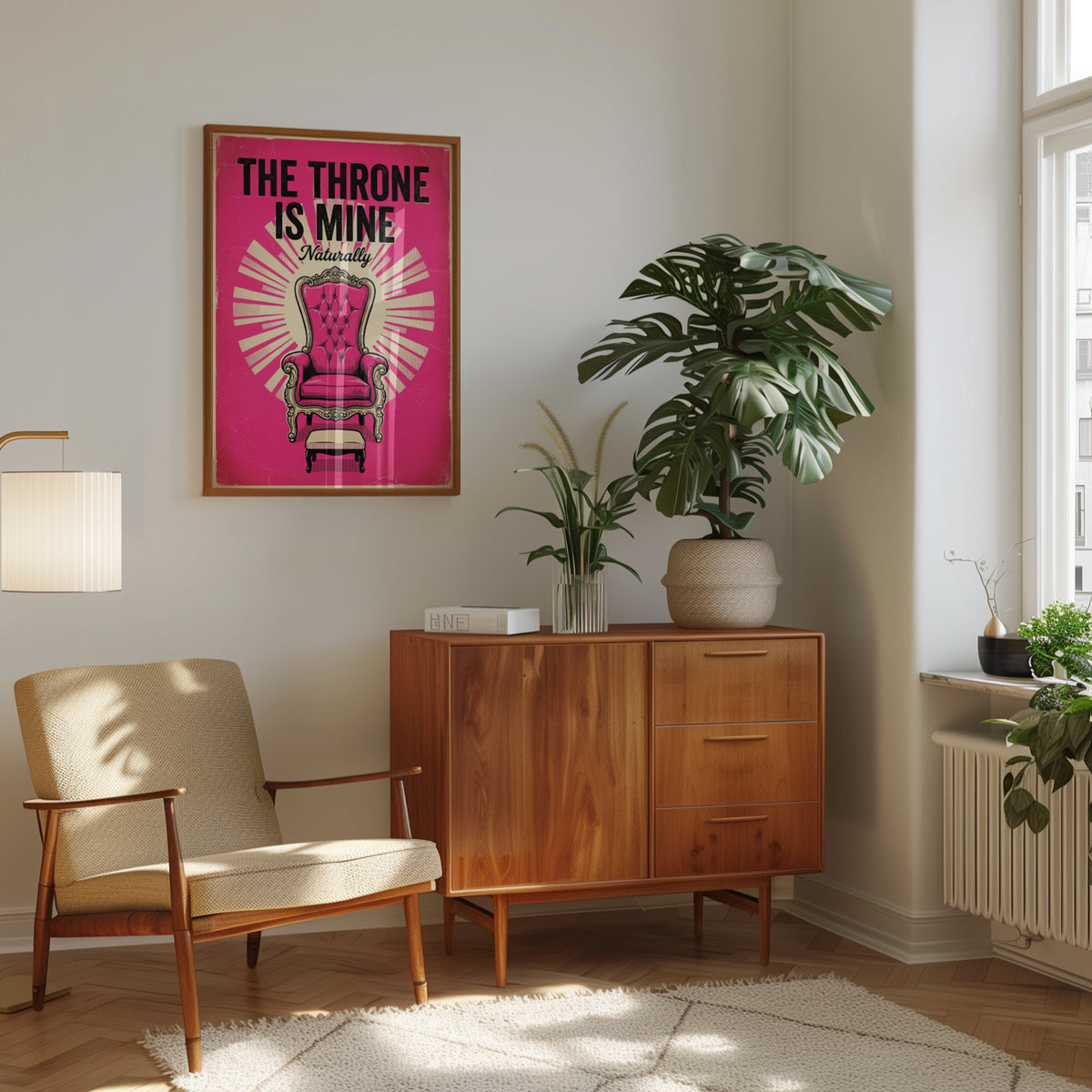 The Throne Is Mine Naturally: Retro Pink Pop Art Poster - interior