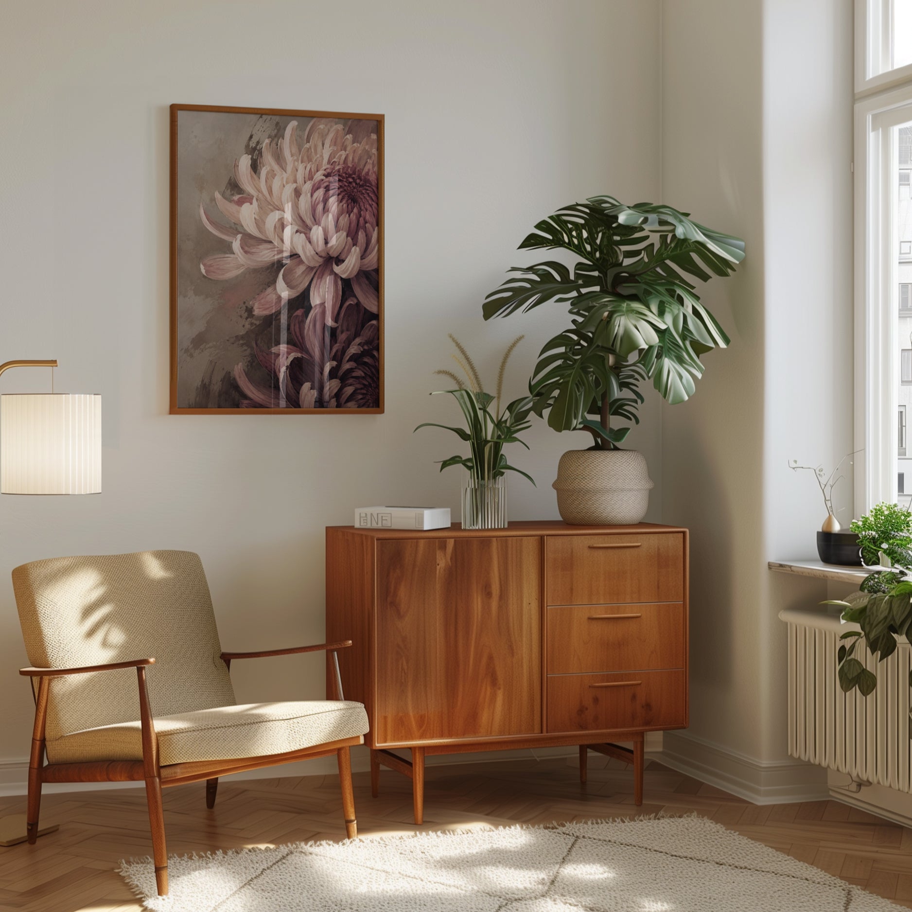 Chrysanthemum Print – Vintage Floral Wall Art - interior