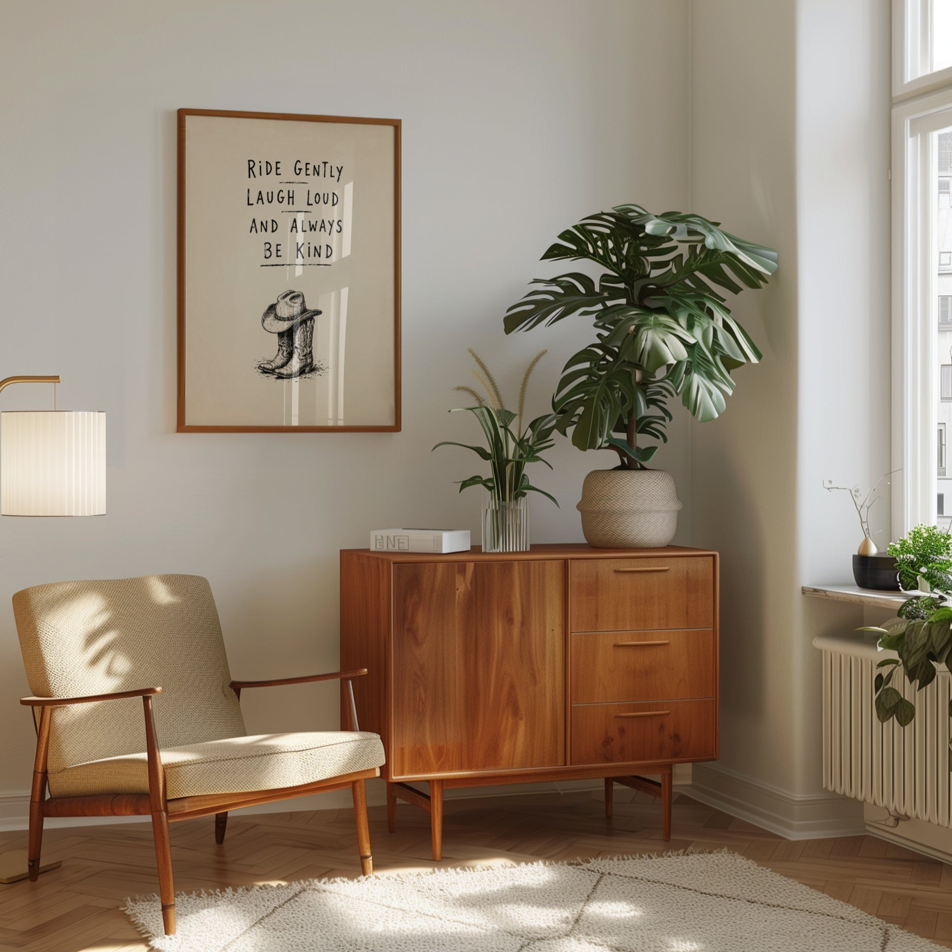 Cowboy Wisdom Print: Ride Gently Laugh Loud Be Kind - interior