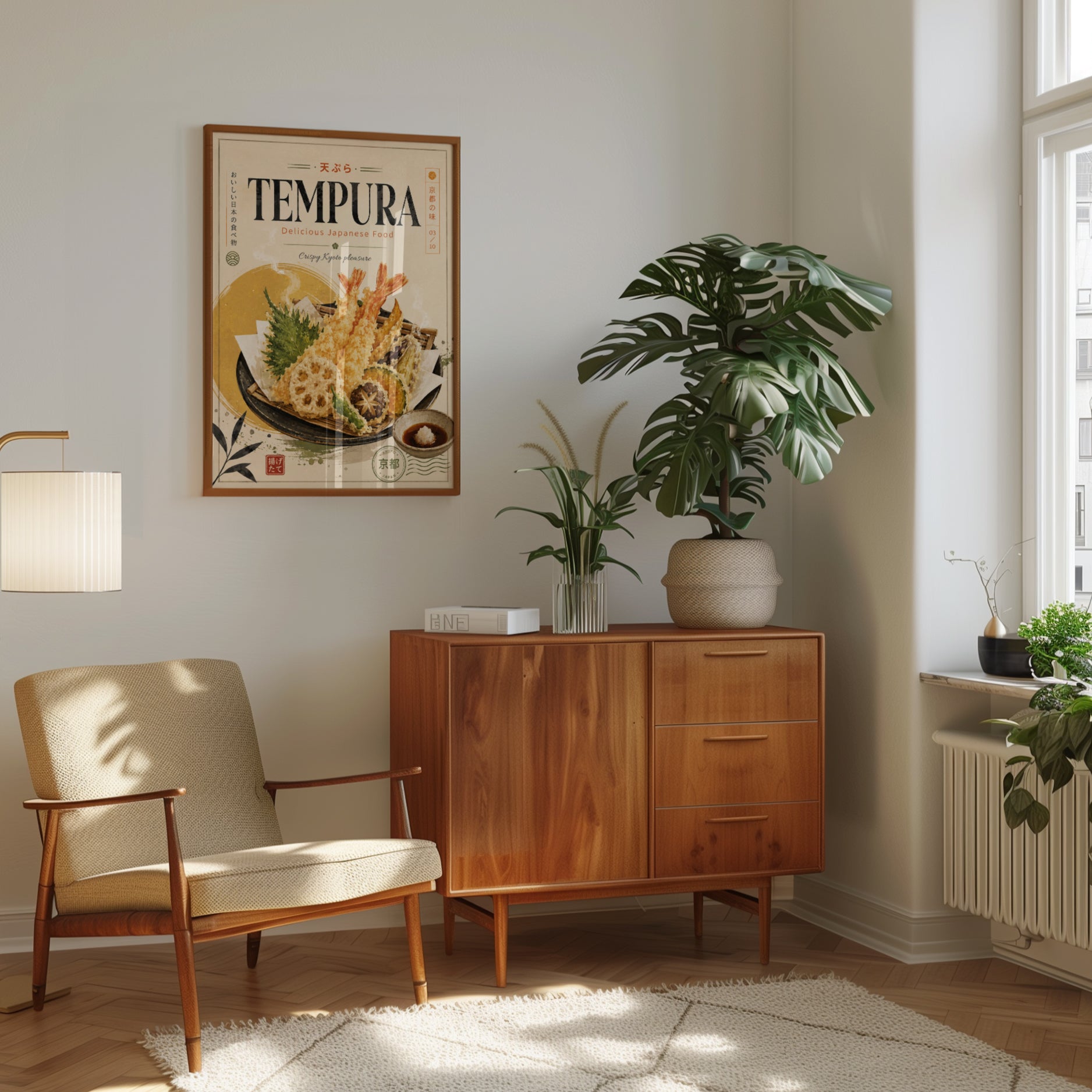 Tempura Food Print: Vintage Kyoto Poster (Kitchen and Dining Wall Art) - interior