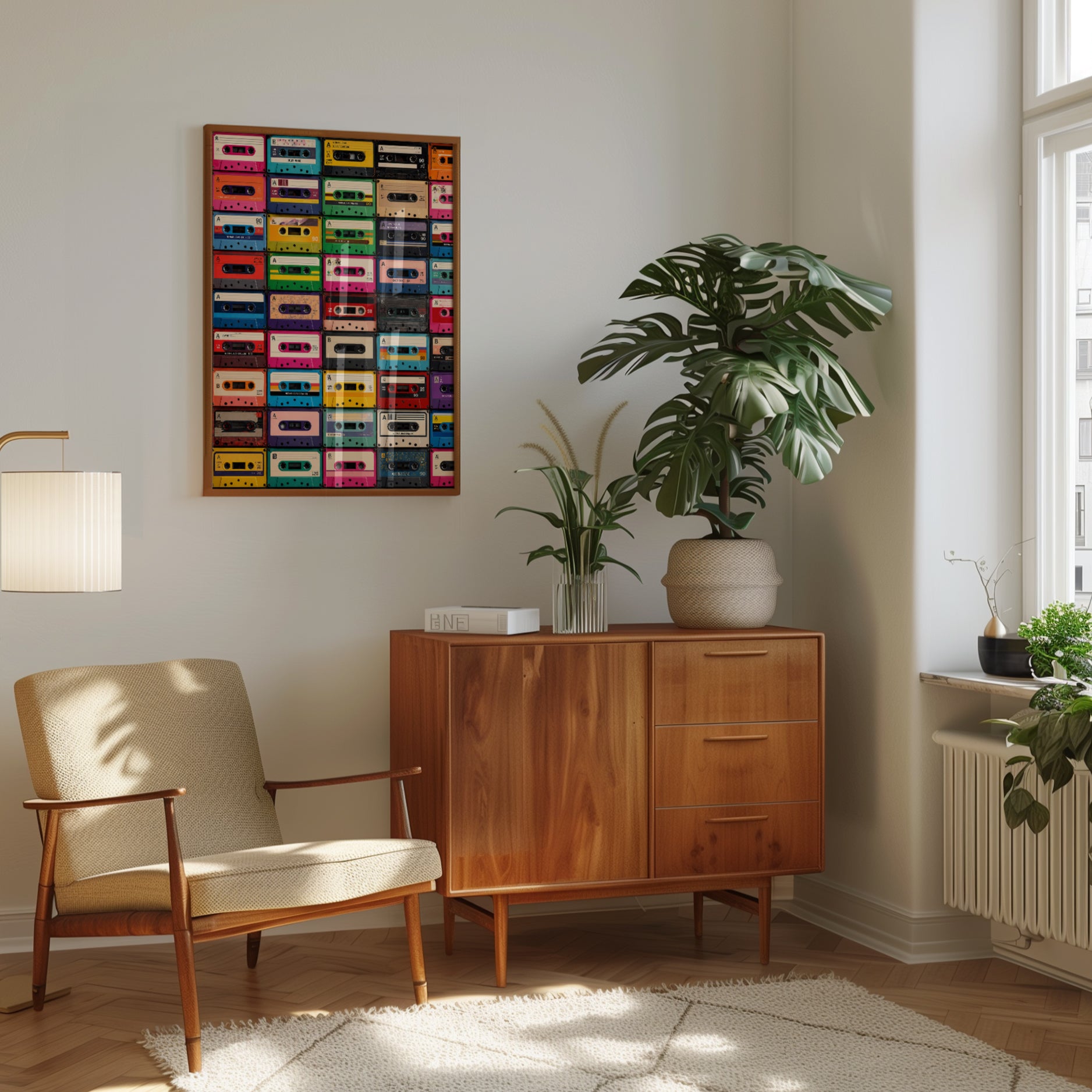 Retro Cassette Tape Print: Colorful 80s 90s Music Wall Art - interior