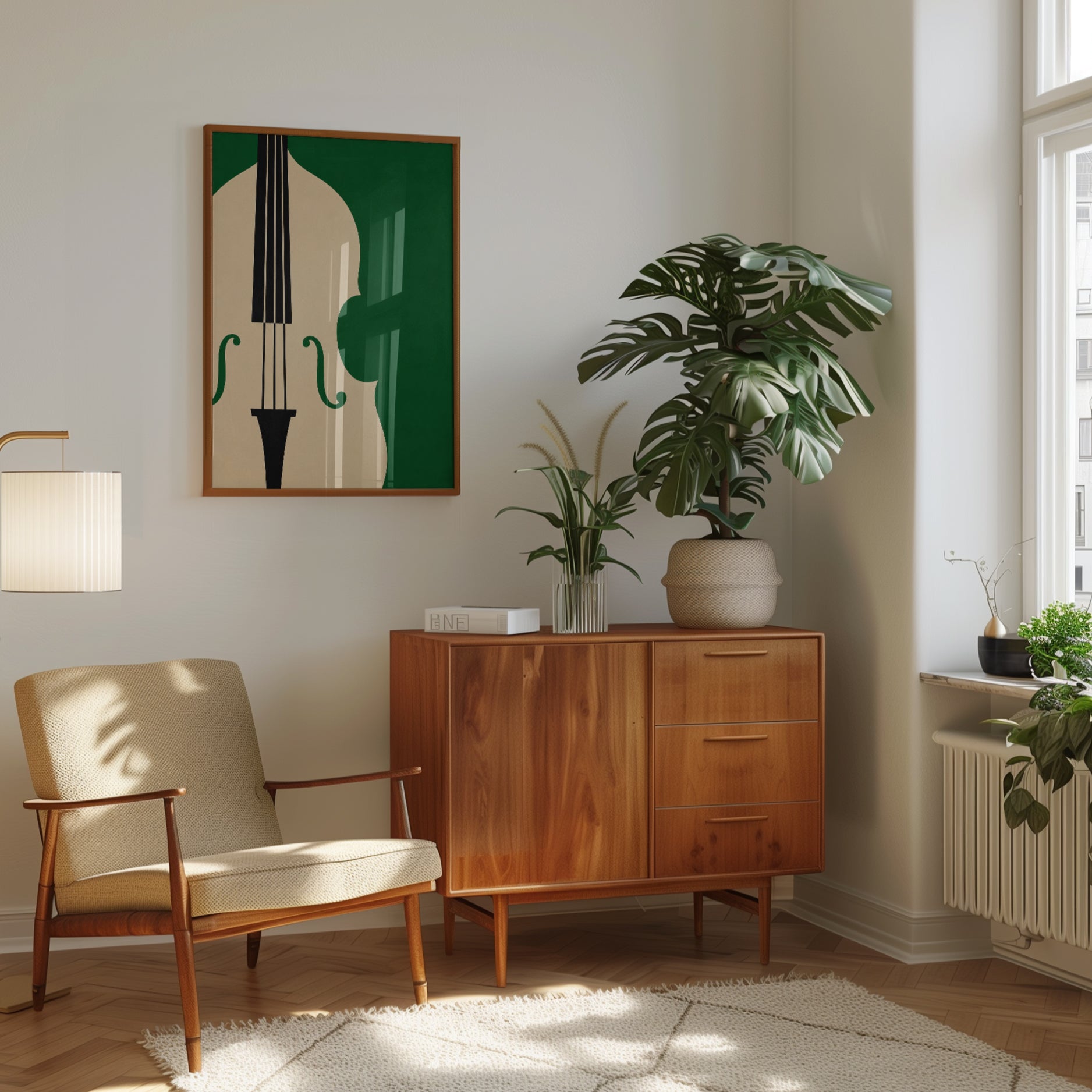 Cello Art Print — Minimalist String Instrument Illustration - interior