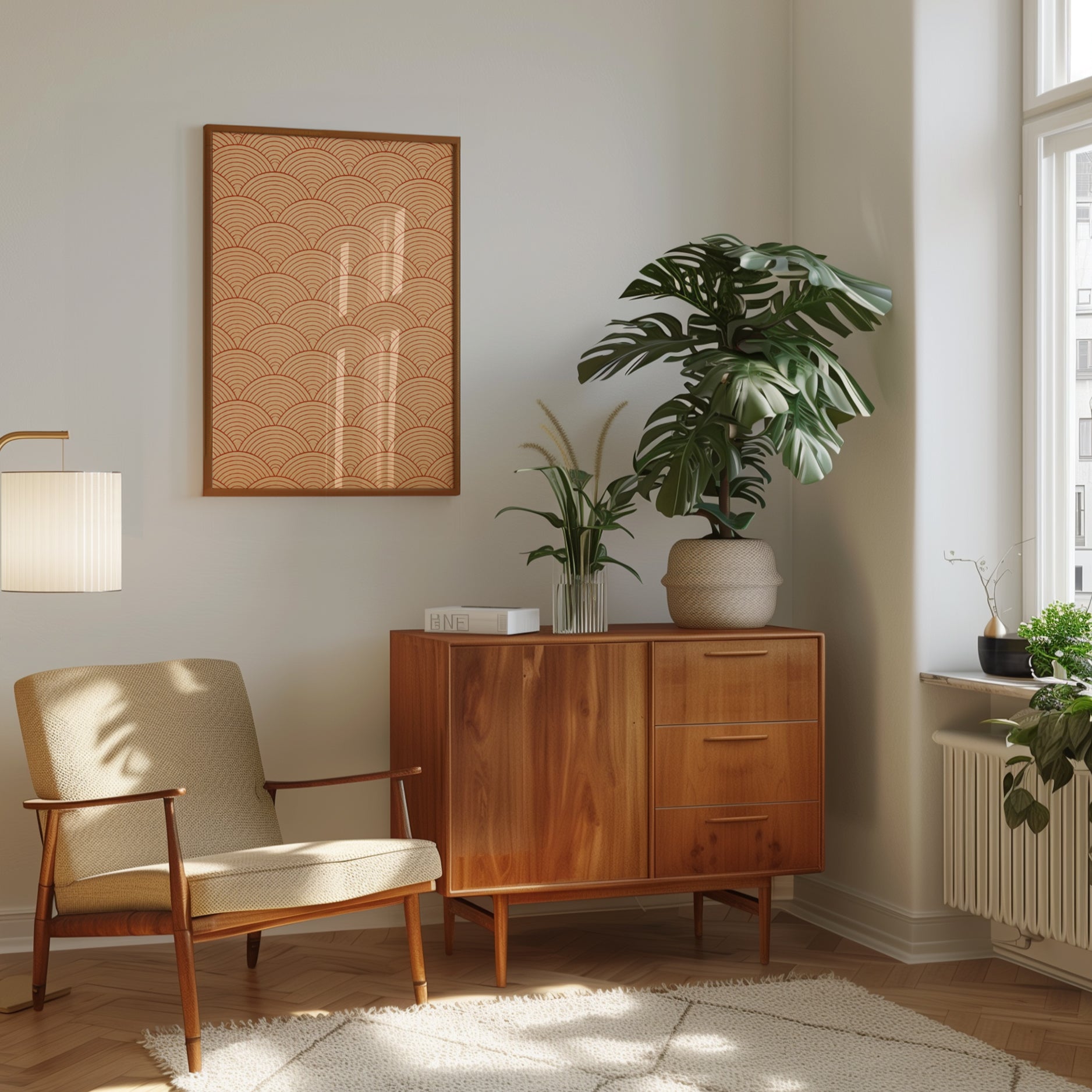 Seigaiha Wall Art Print: Japanese Wave Pattern - interior
