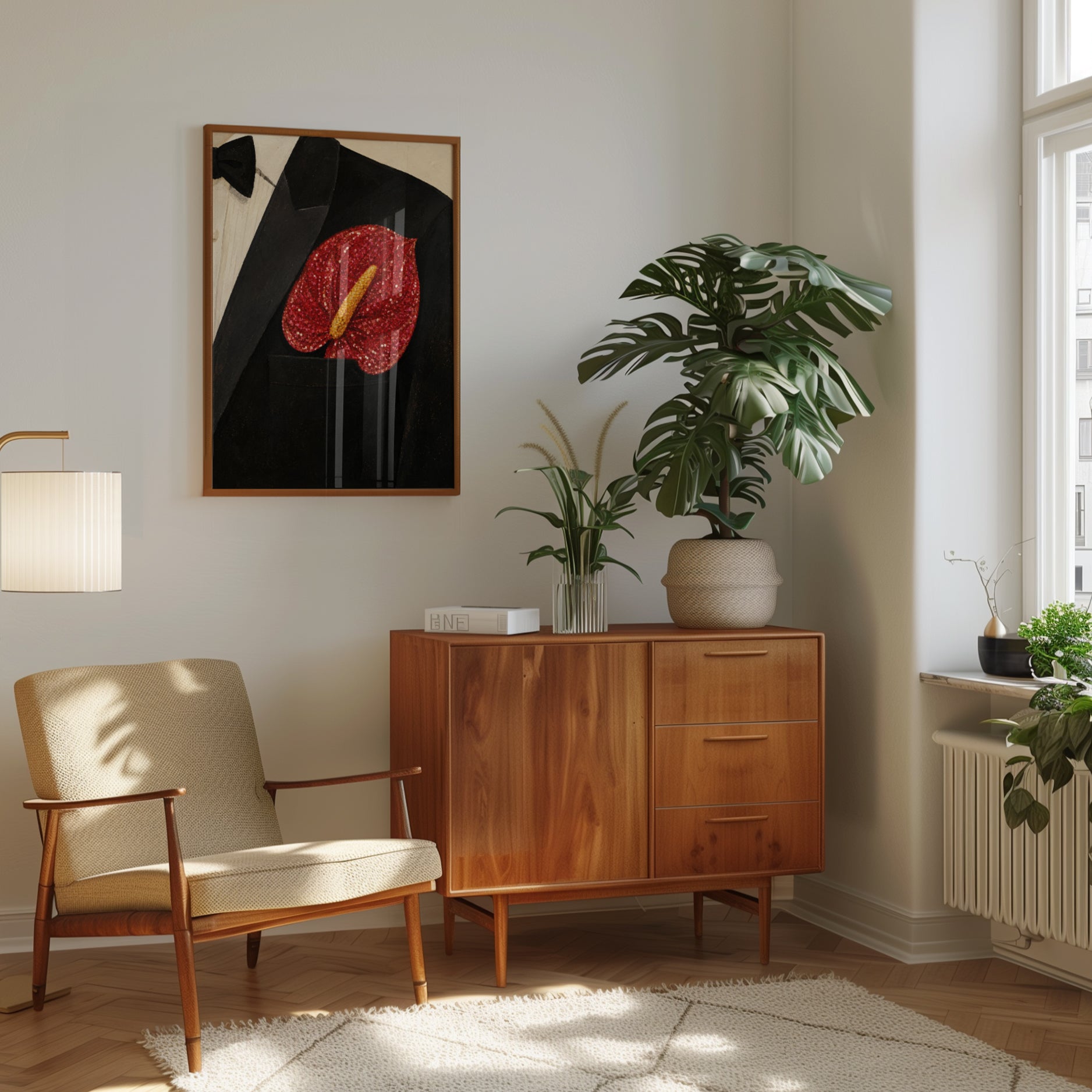 Anthurium Wall Art – Red Floral Print - interior