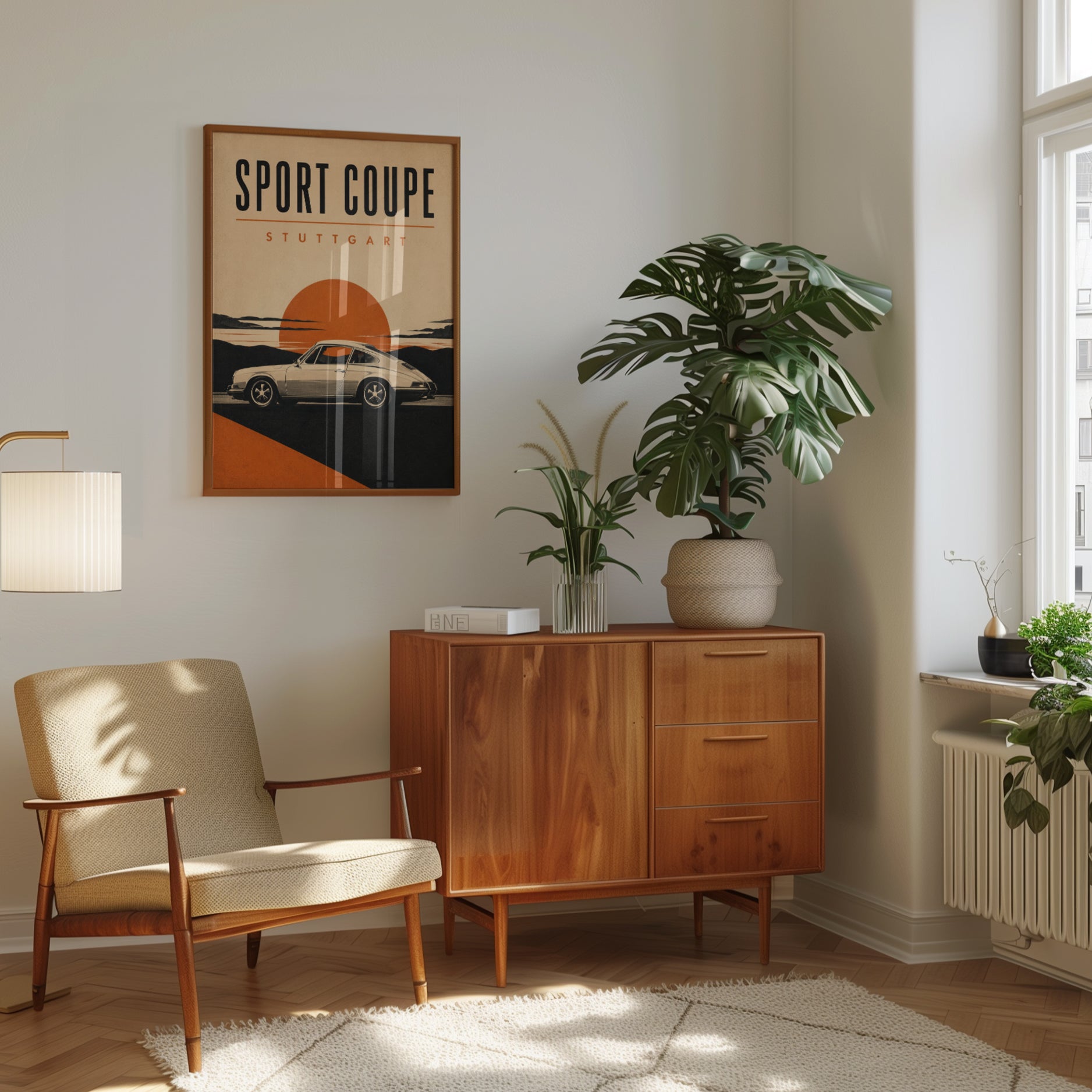 Vintage Porsche Sport Coupe Print - interior