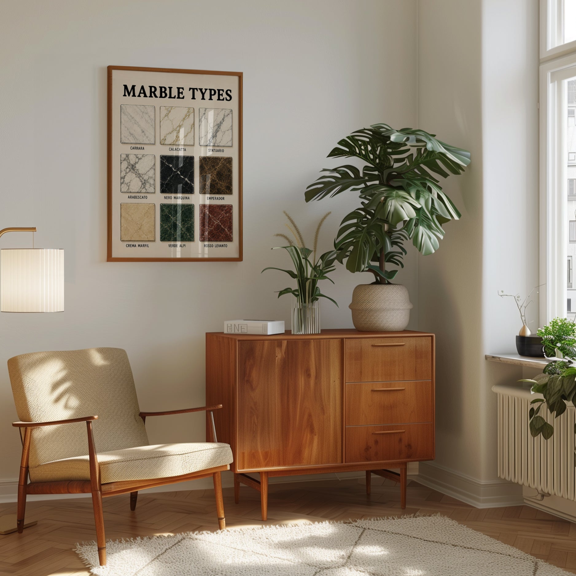 Marble Types Chart Poster: Educational Reference Wall Art - interior