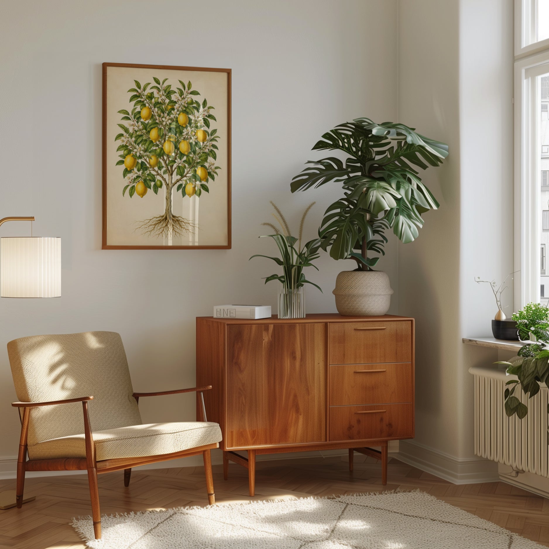 Lemon Tree Botanical Print — Vintage Citrus Illustration - interior