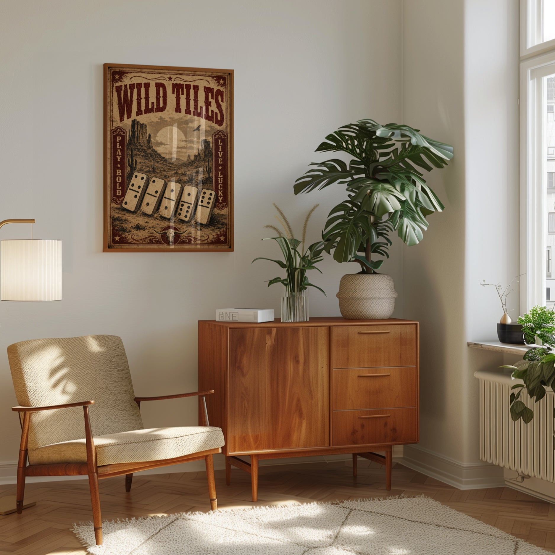 Wild Tiles Poster: Vintage Western Desert Dominoes Art Print - interior