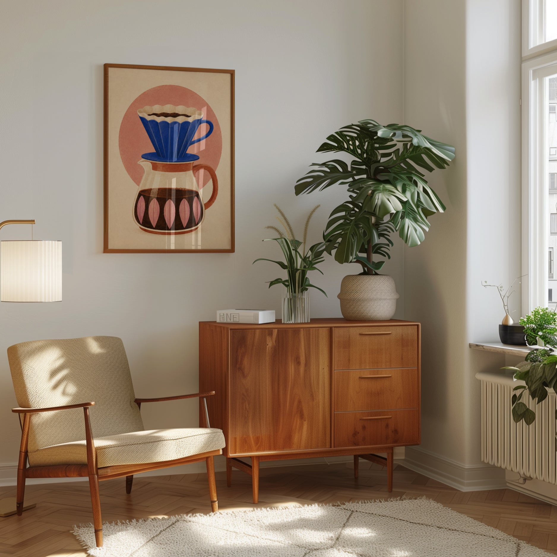 Coffee Pour Over Poster – Retro Kitchen Wall Art - interior
