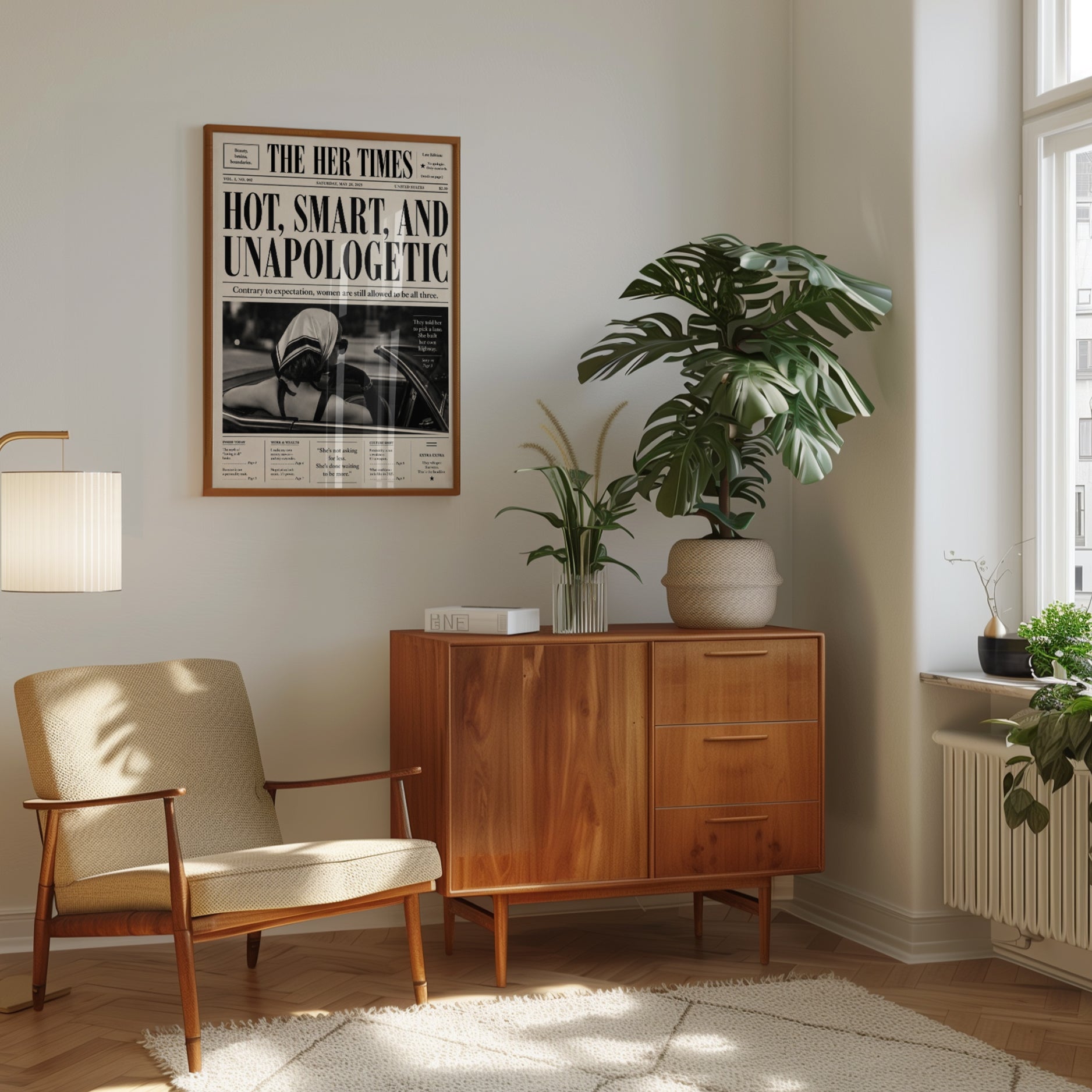 Feminist Newspaper Print: Vintage Empowerment Statement - interior