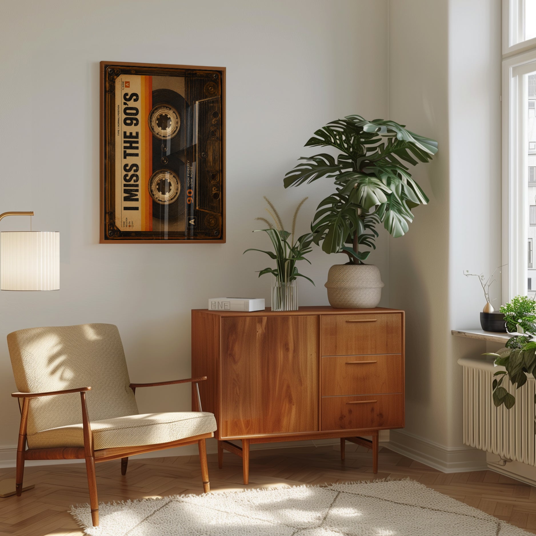 Vintage Cassette Tape Print: I Miss The 90s Retro Wall Art - interior