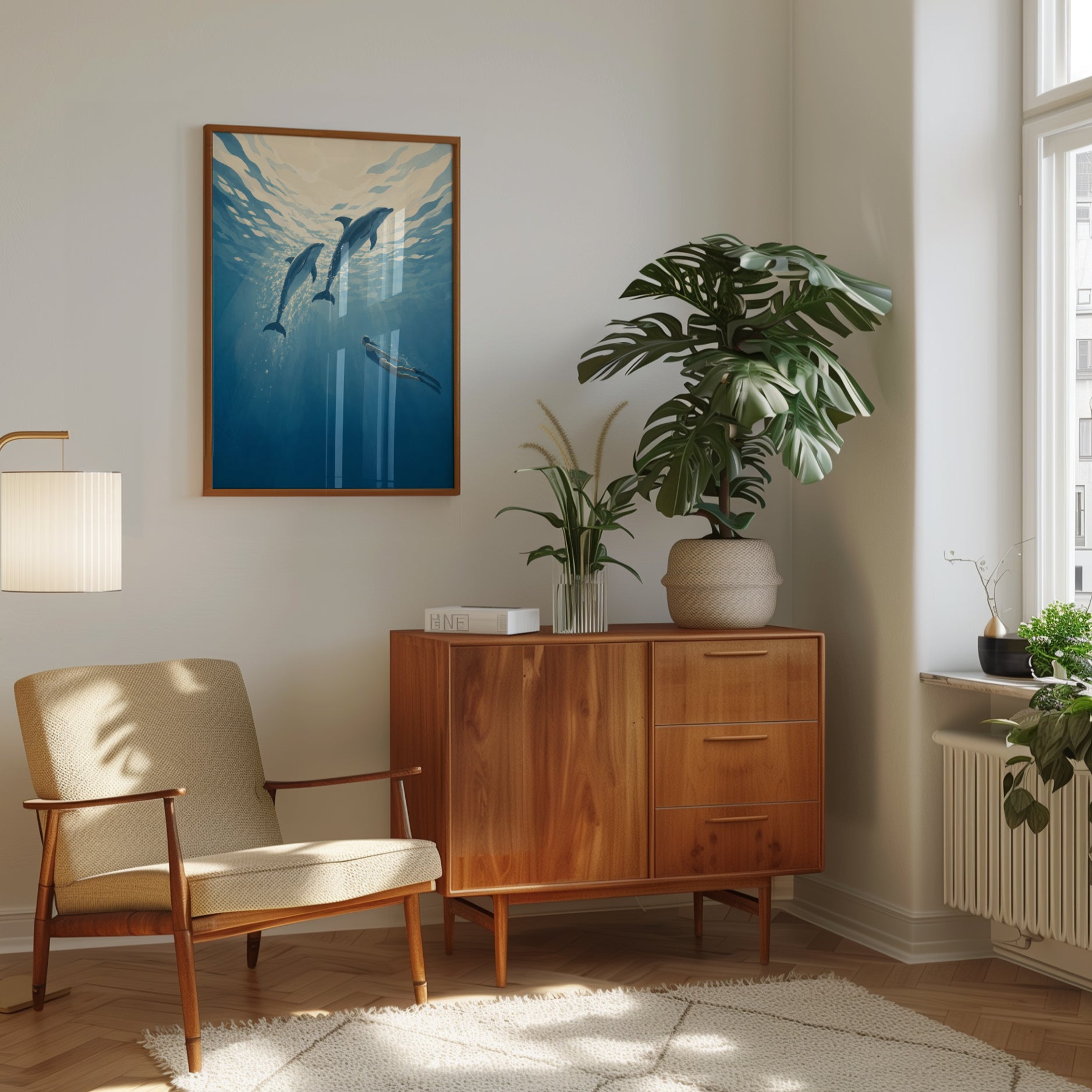 Dolphin Wall Art – Ocean Print - interior