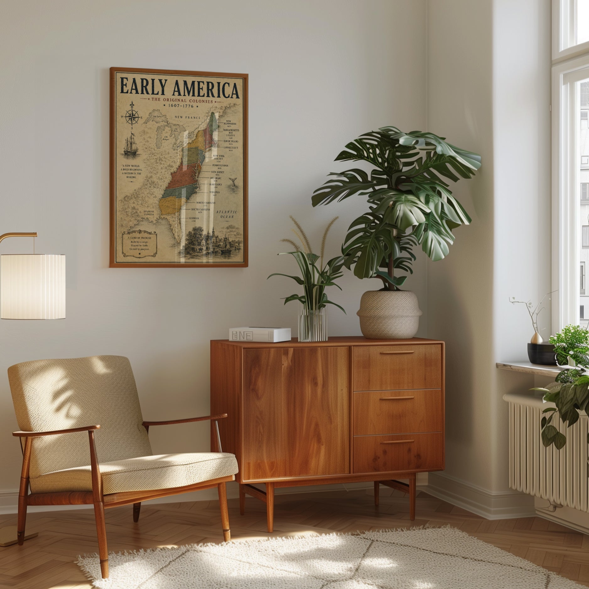 Colonial America Map Poster - interior