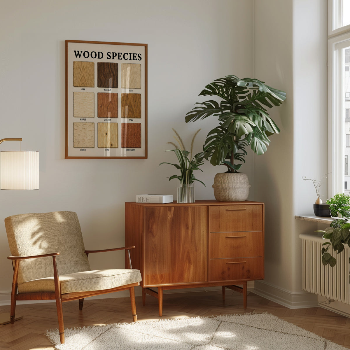 Wood Species Chart Wall Art: Educational Grain Reference Print - interior