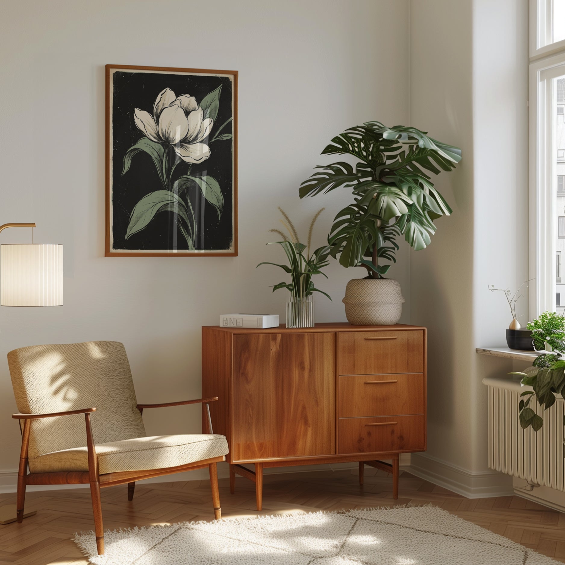 Vintage Tulip Botanical Print — Hand-Drawn Illustration - interior