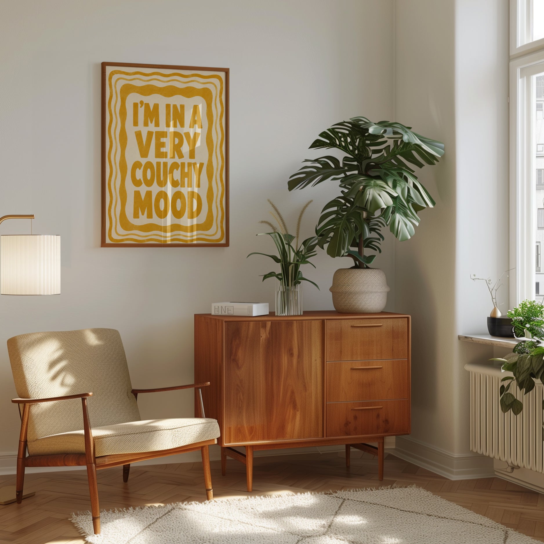 Retro Typography Poster: 1970s Style Wall Art (Couchy Mood Quote) - interior